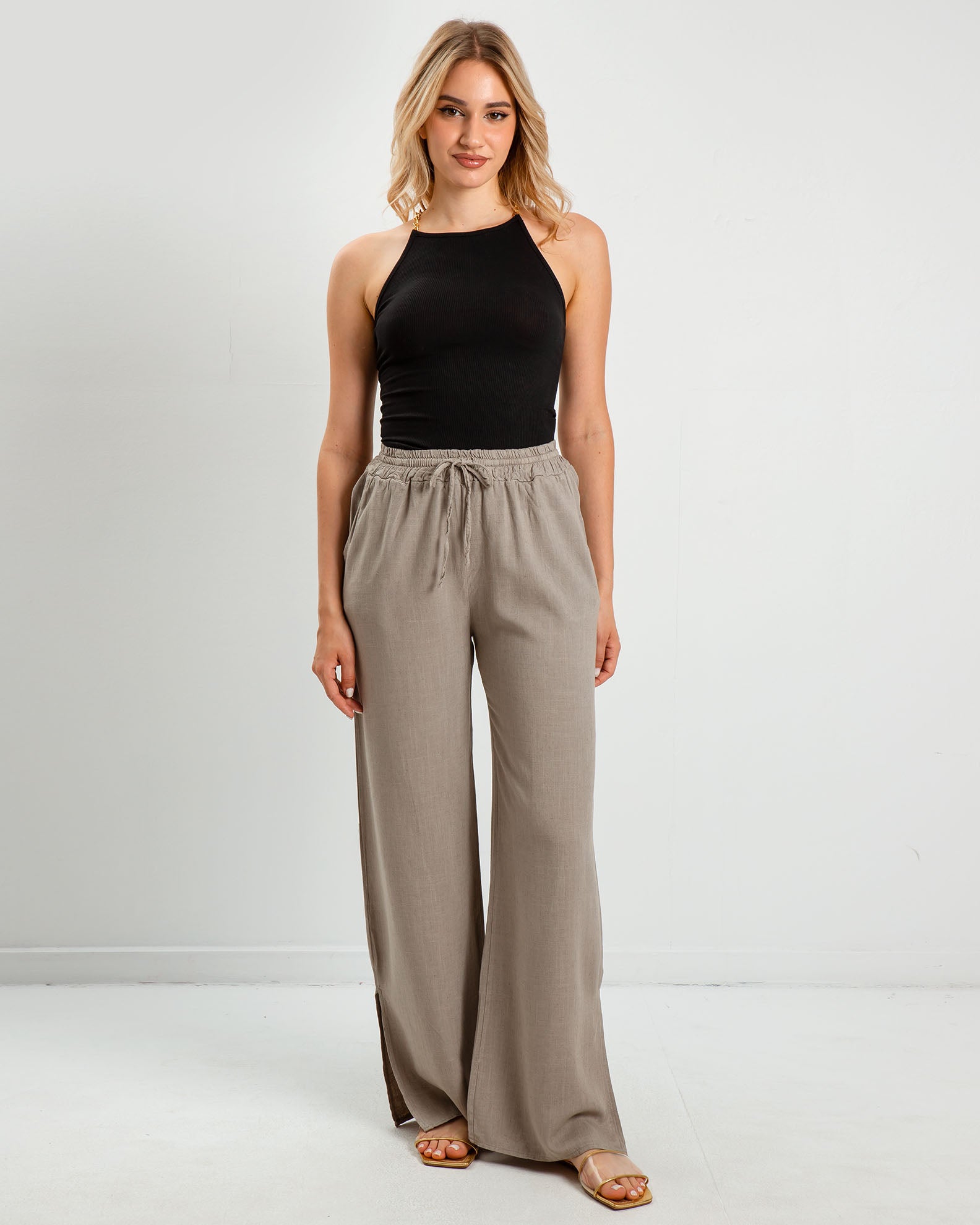 Women's linen look pants 'Rita'-fango