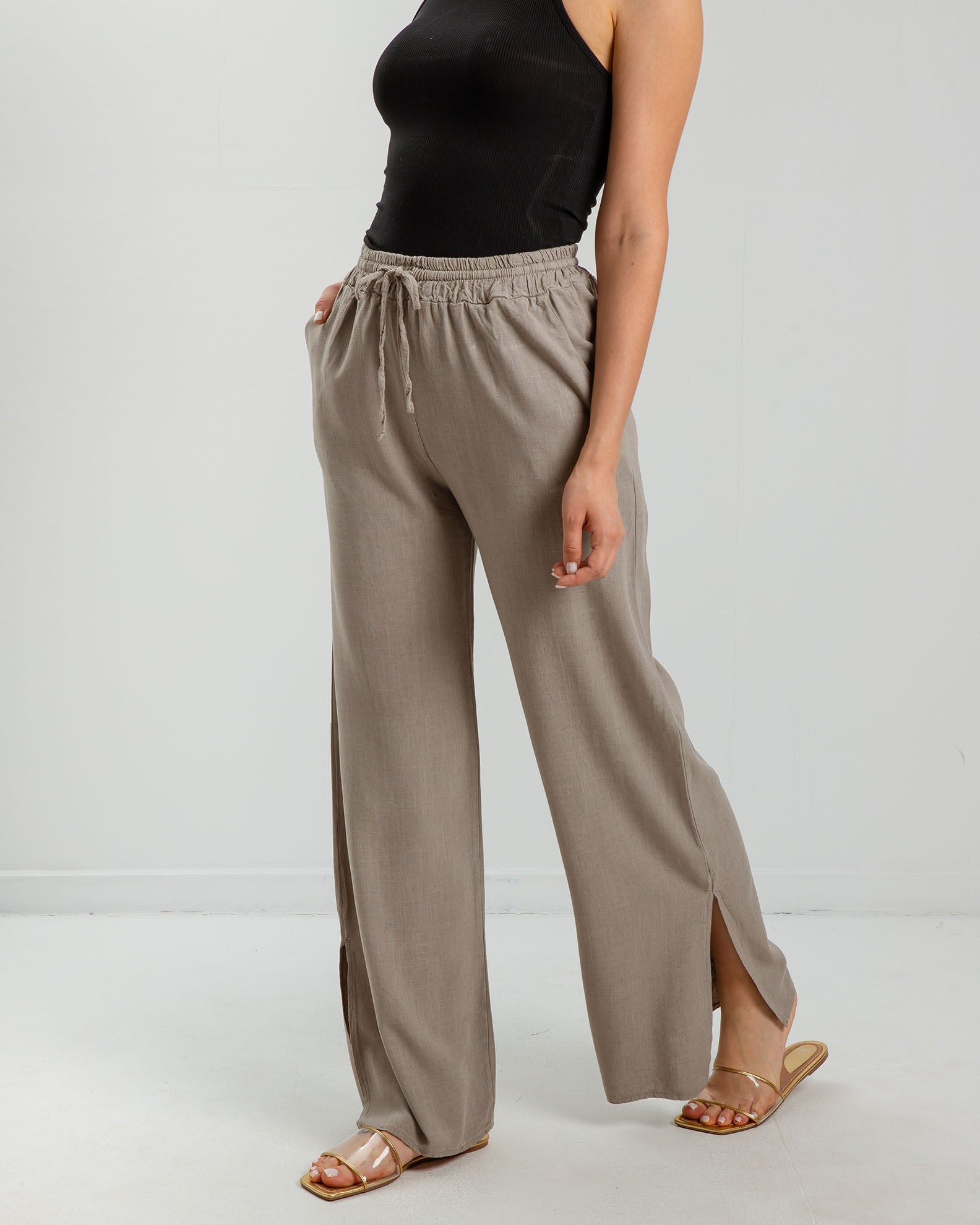 Women's linen look pants 'Rita'-fango