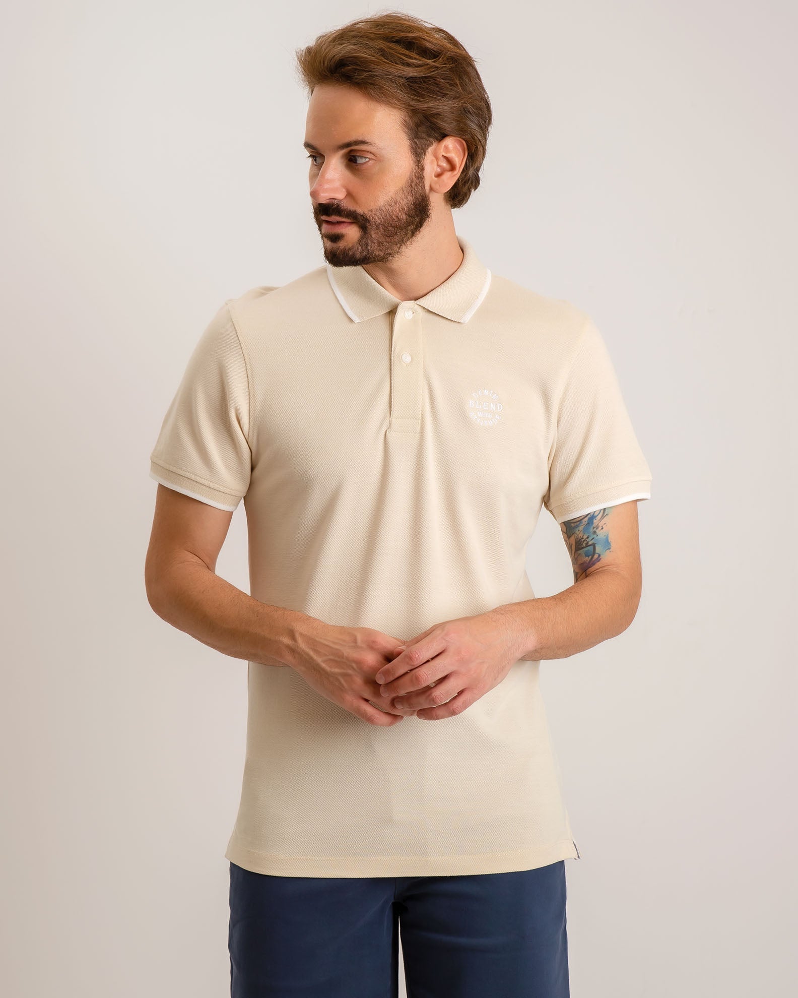 Men's Short Sleeve Polo Shirt-Oyster Grey