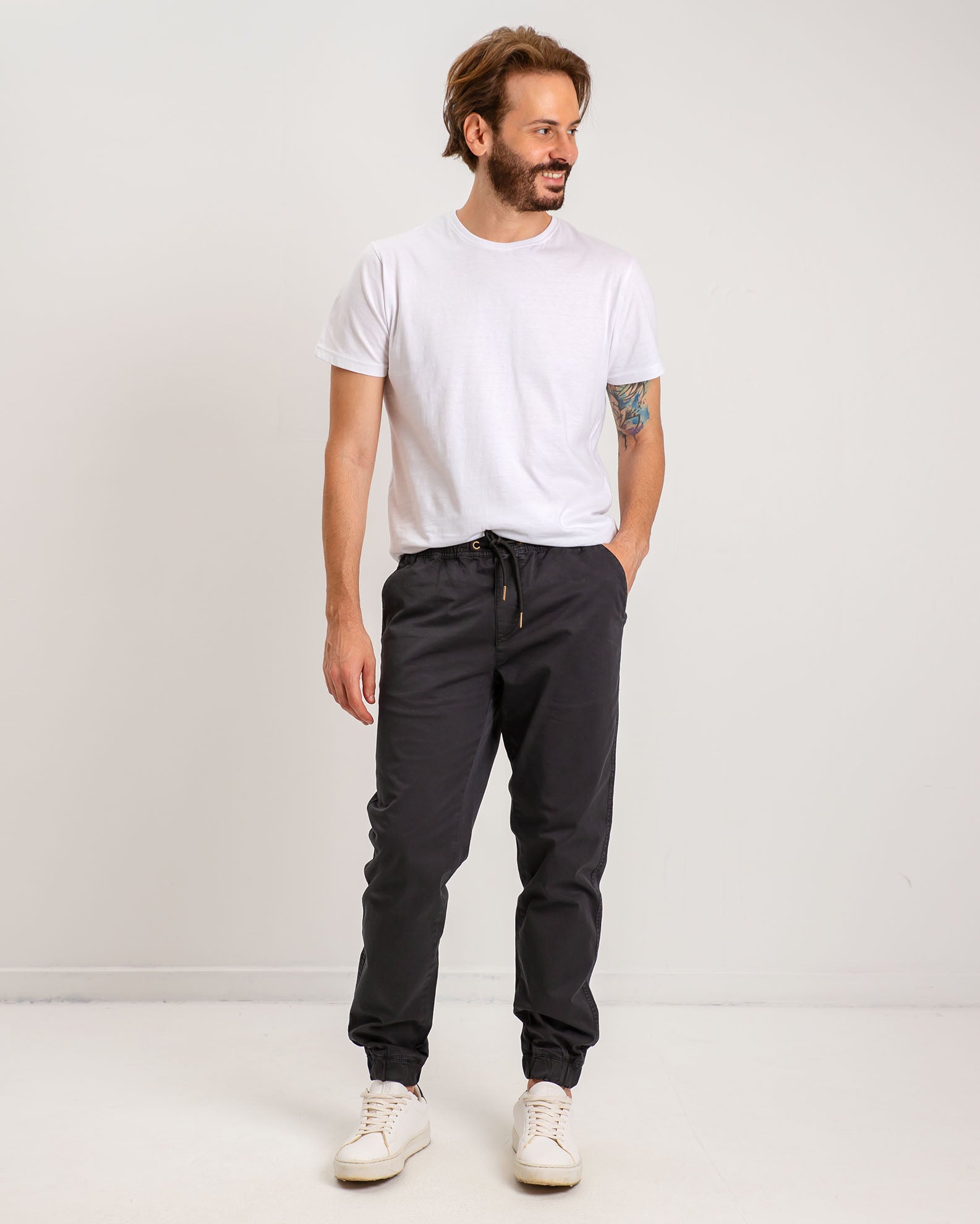 Men's elasticated trousers-Black