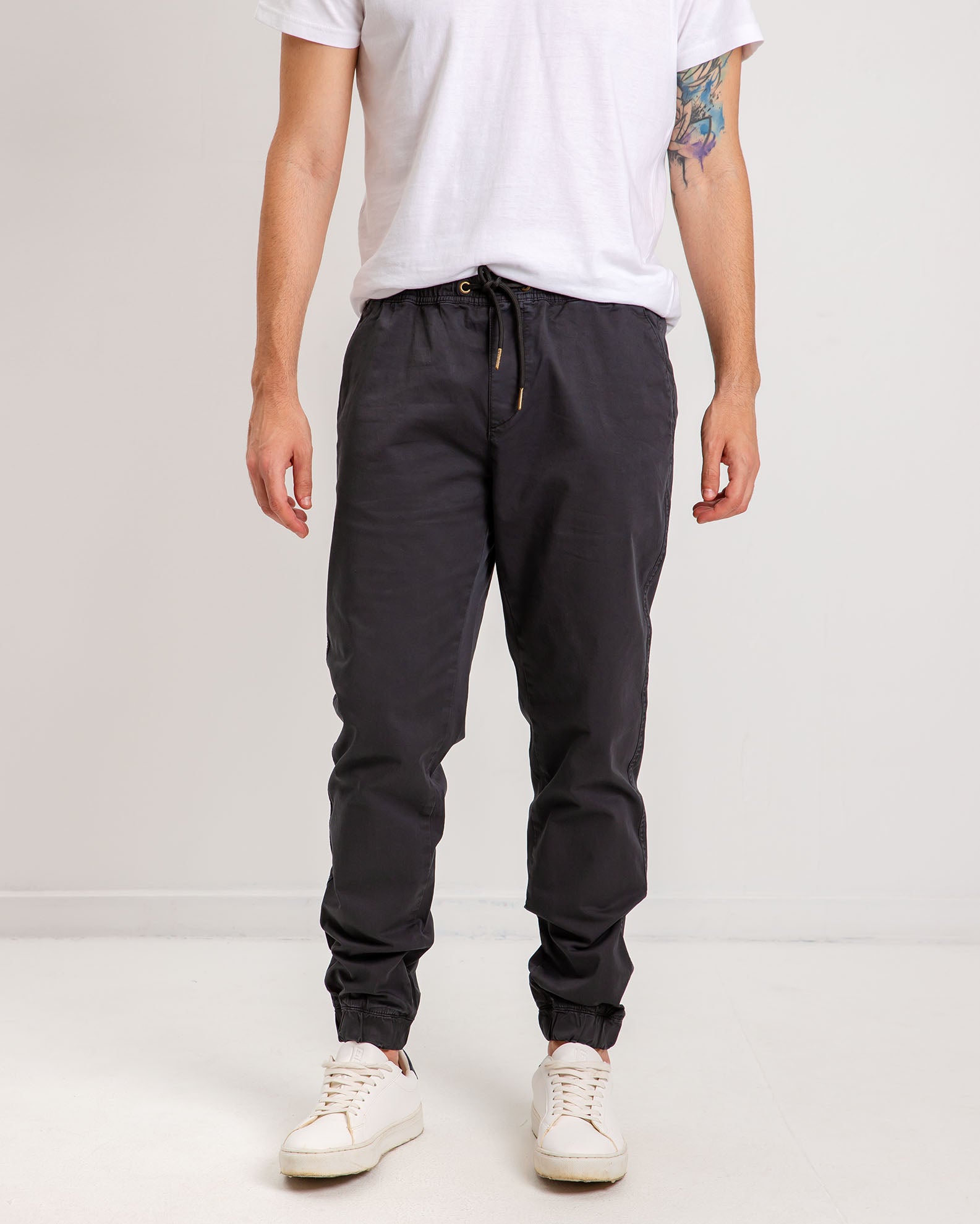 Men's elasticated trousers-Black