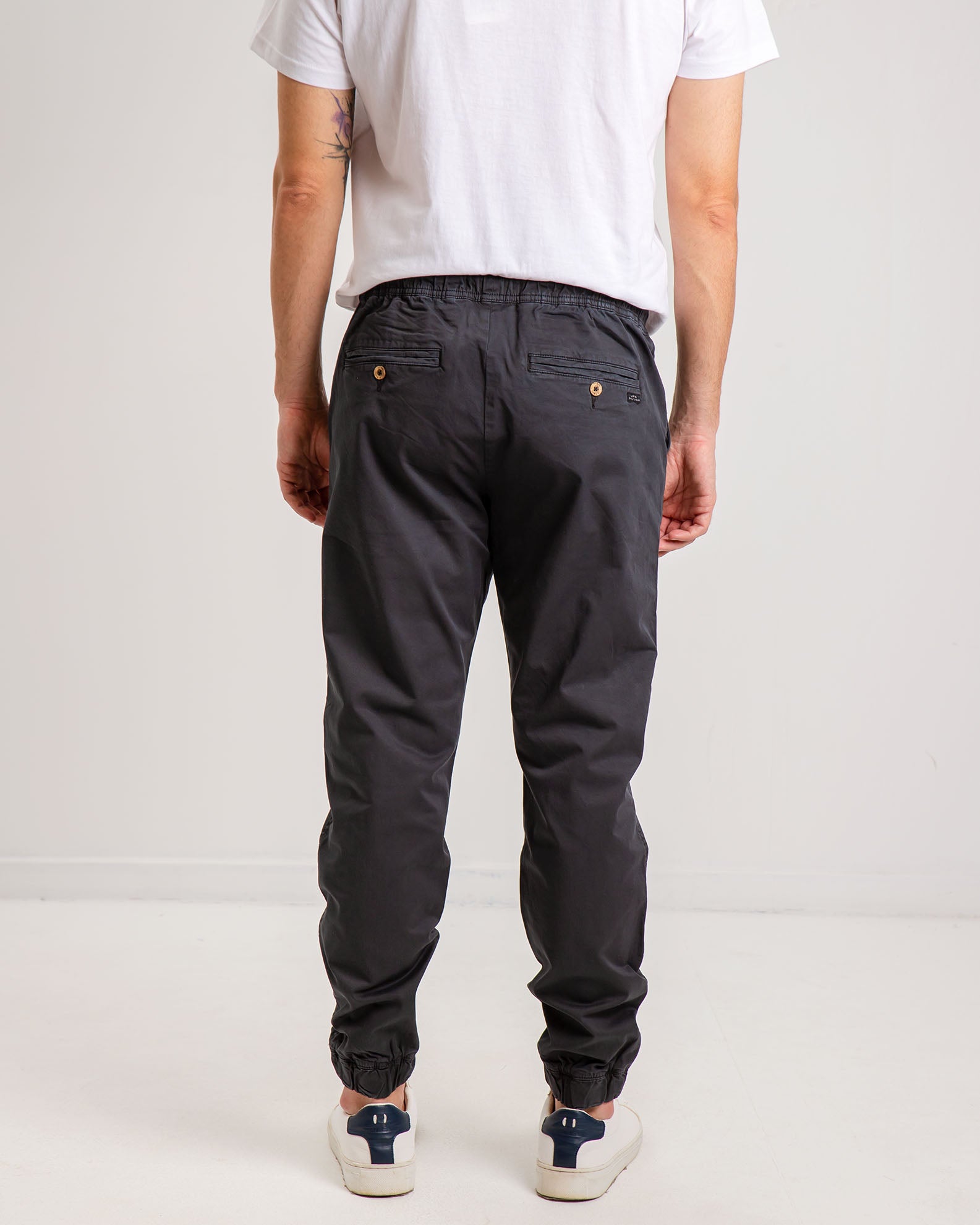 Men's elasticated trousers-Black