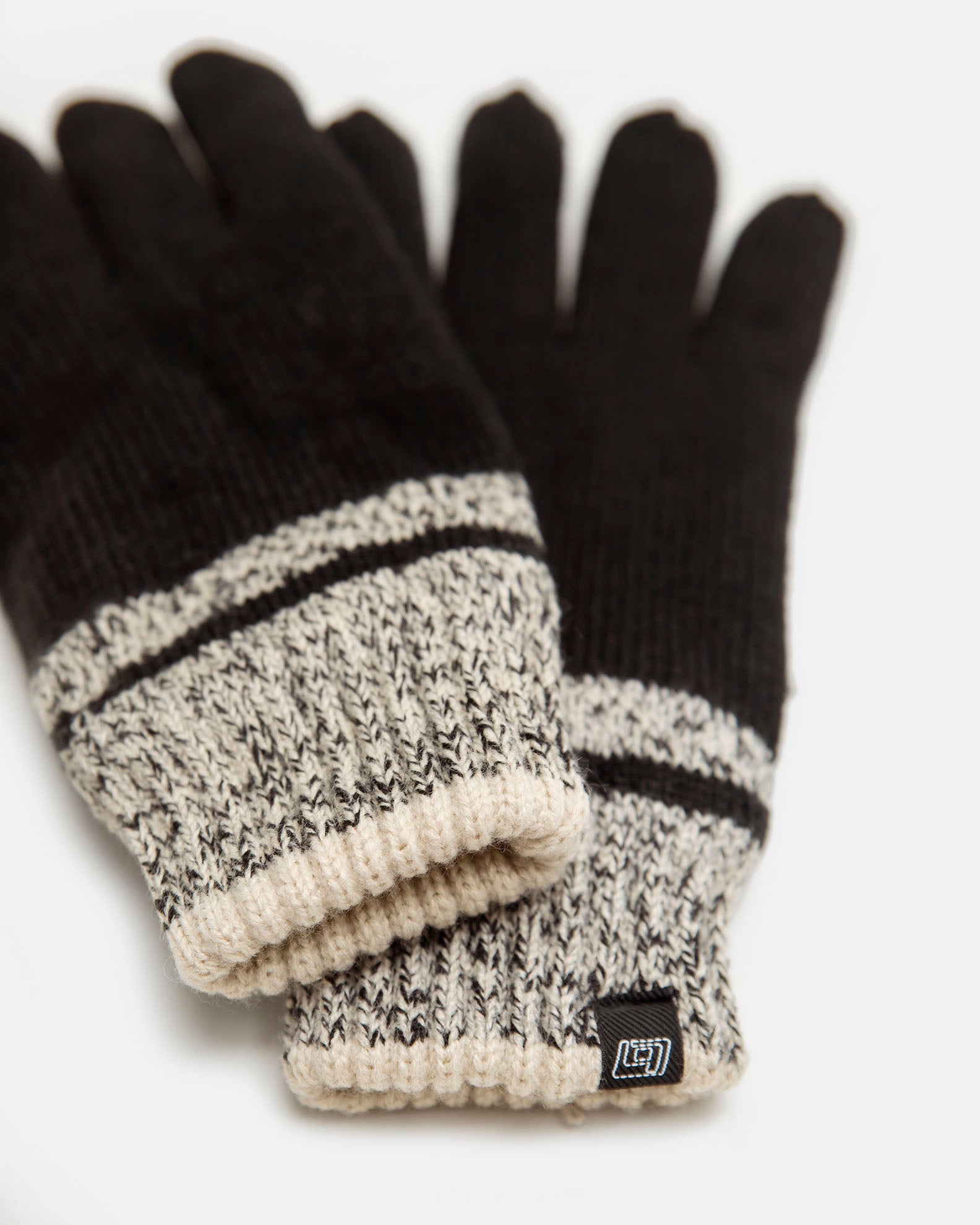 GLOVES WITH JACQUARD KNIT LINING-Black