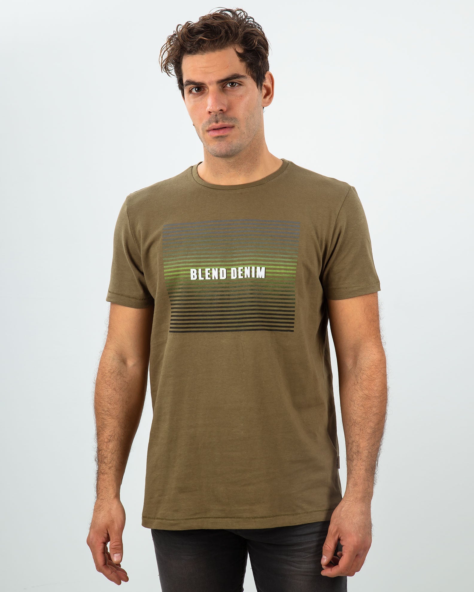 Men's Short Sleeve Print T-Shirt-Military Olive