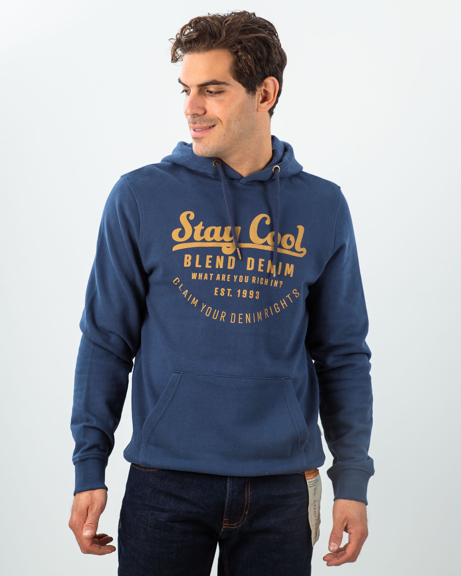 Men's Hoodie with Print-DRESS BLUES