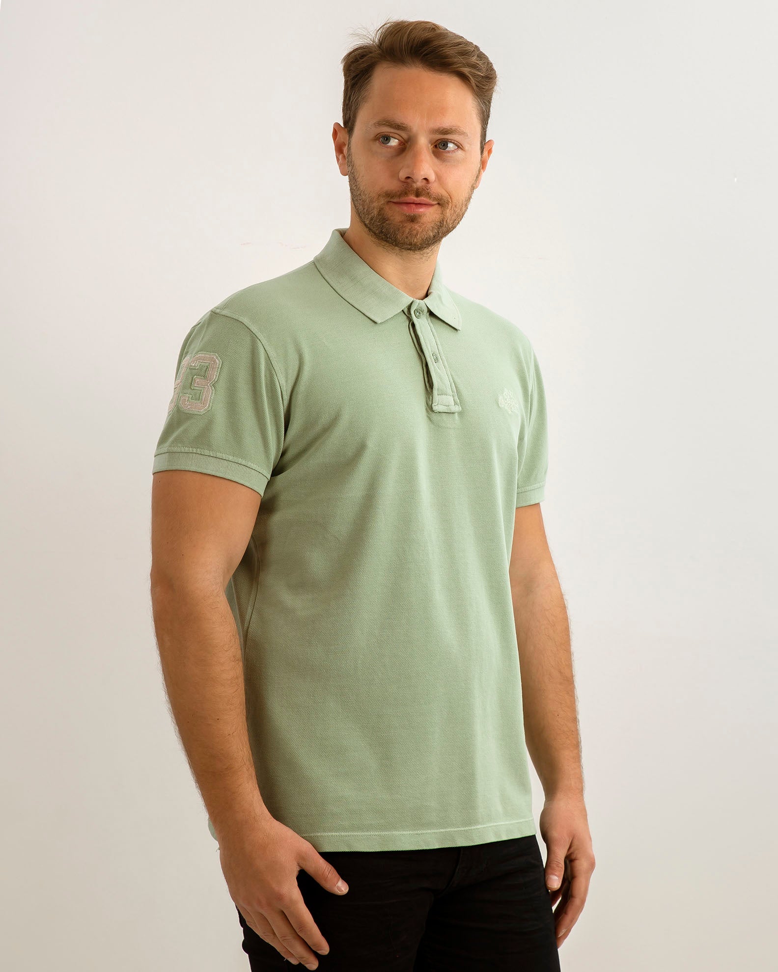 Men's Polo Shirt Short Sleeve with Pattern-165304 Jadeite