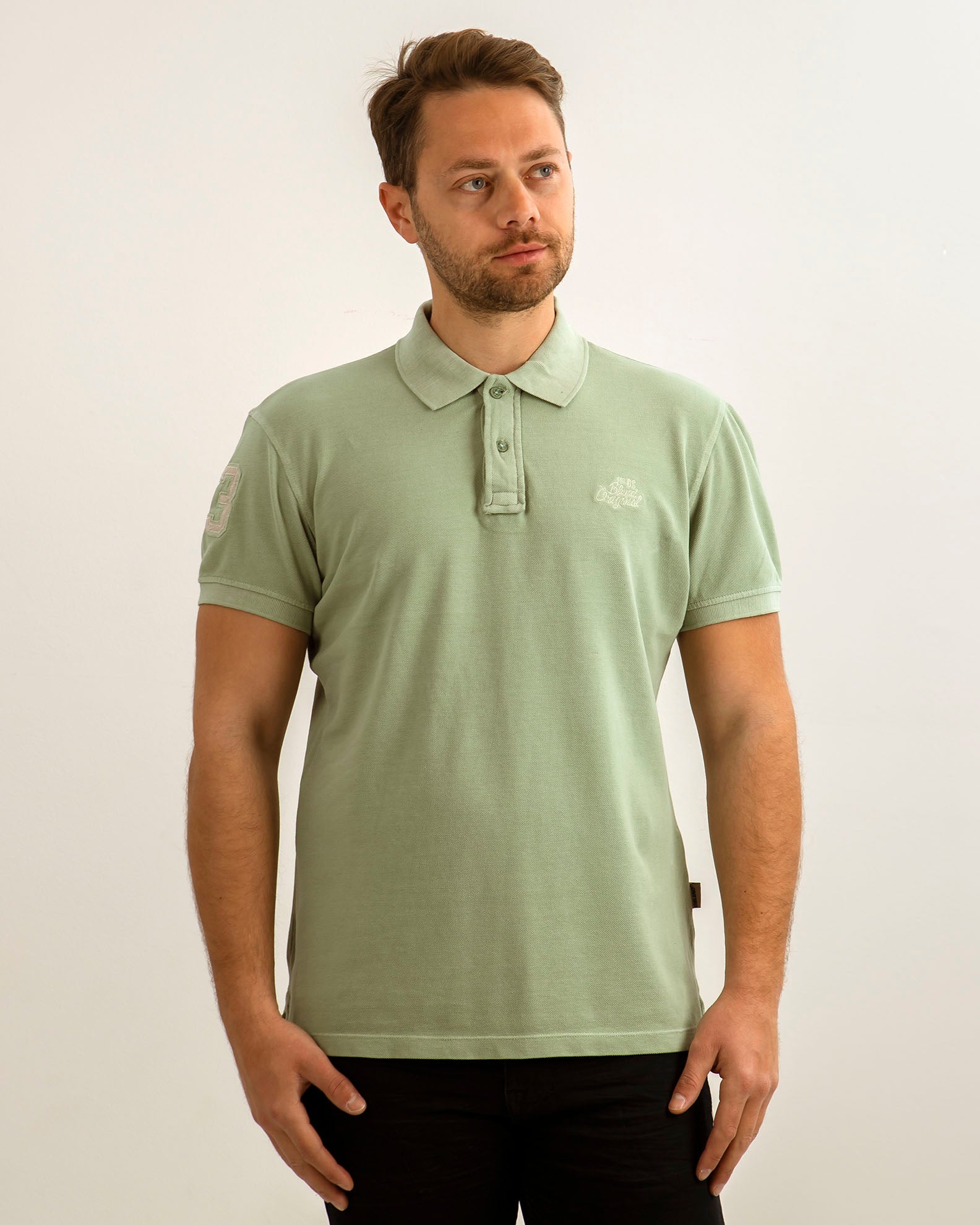 Men's Polo Shirt Short Sleeve with Pattern-165304 Jadeite