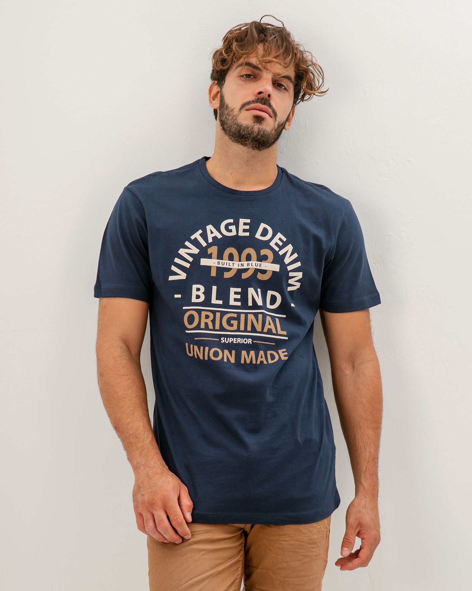 Men's Short Sleeve Print T-Shirt-Dress Blues