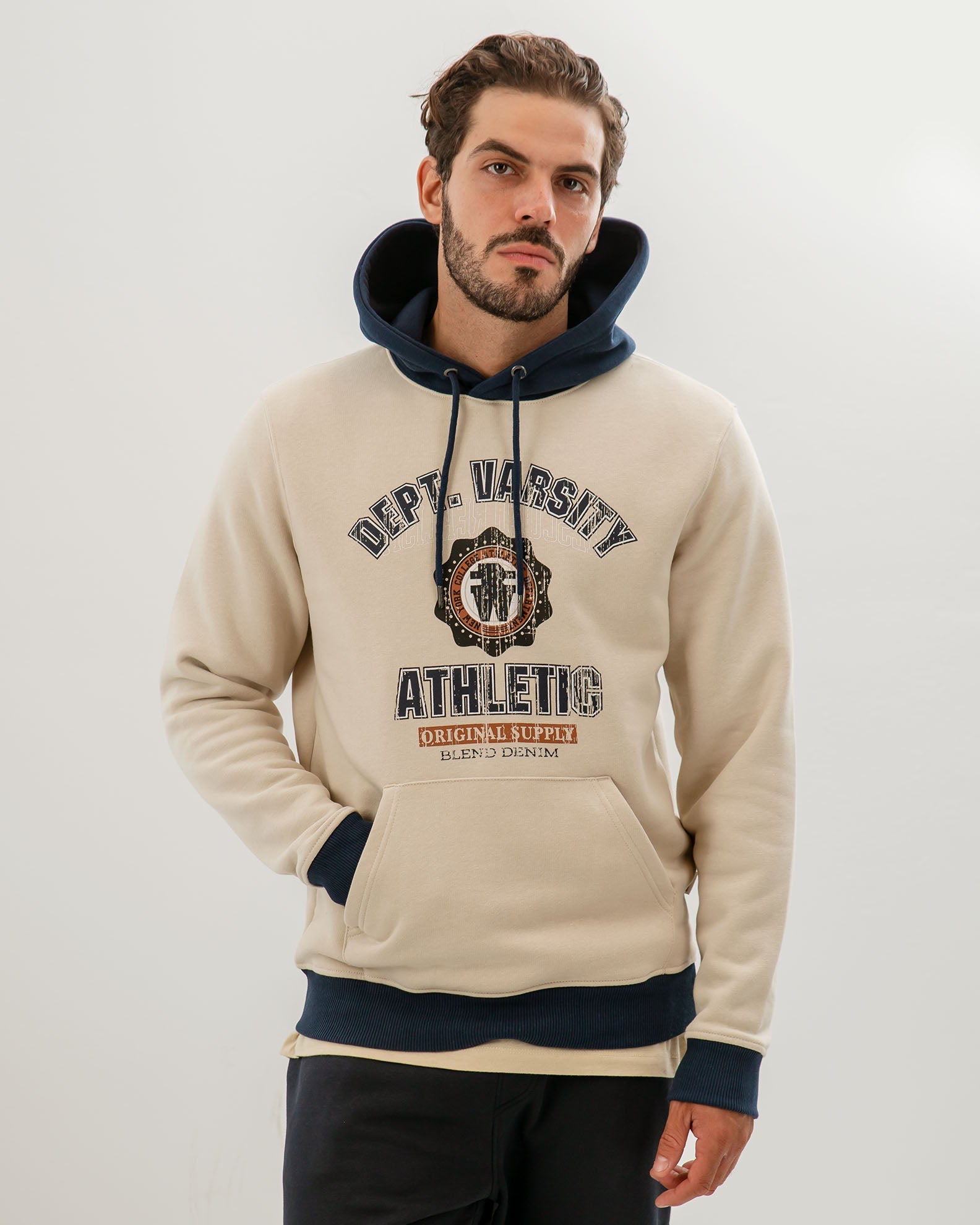 Men's Hoodie With Print - Oyster Grey