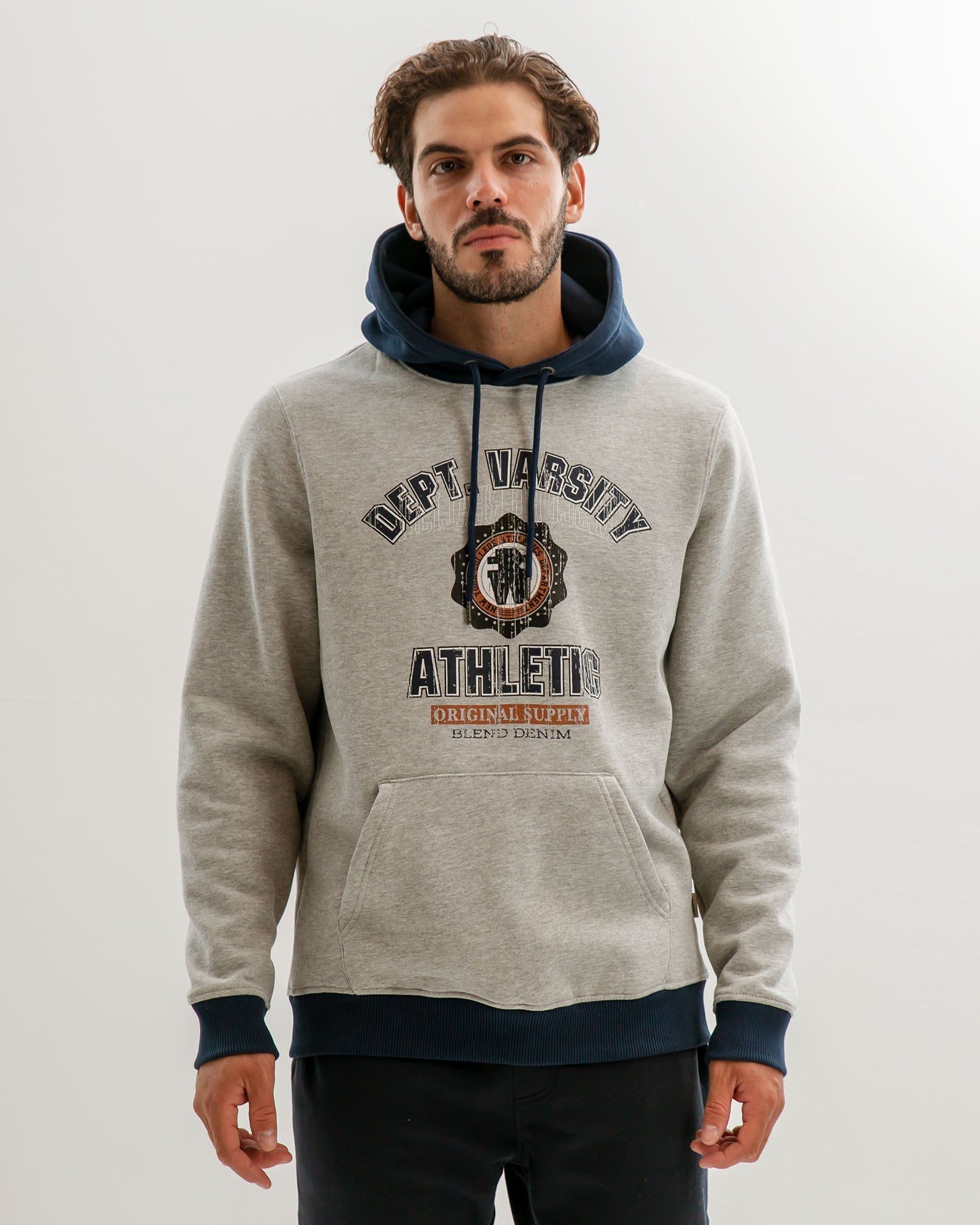 Men's Hoodie with Print - Stone Mix