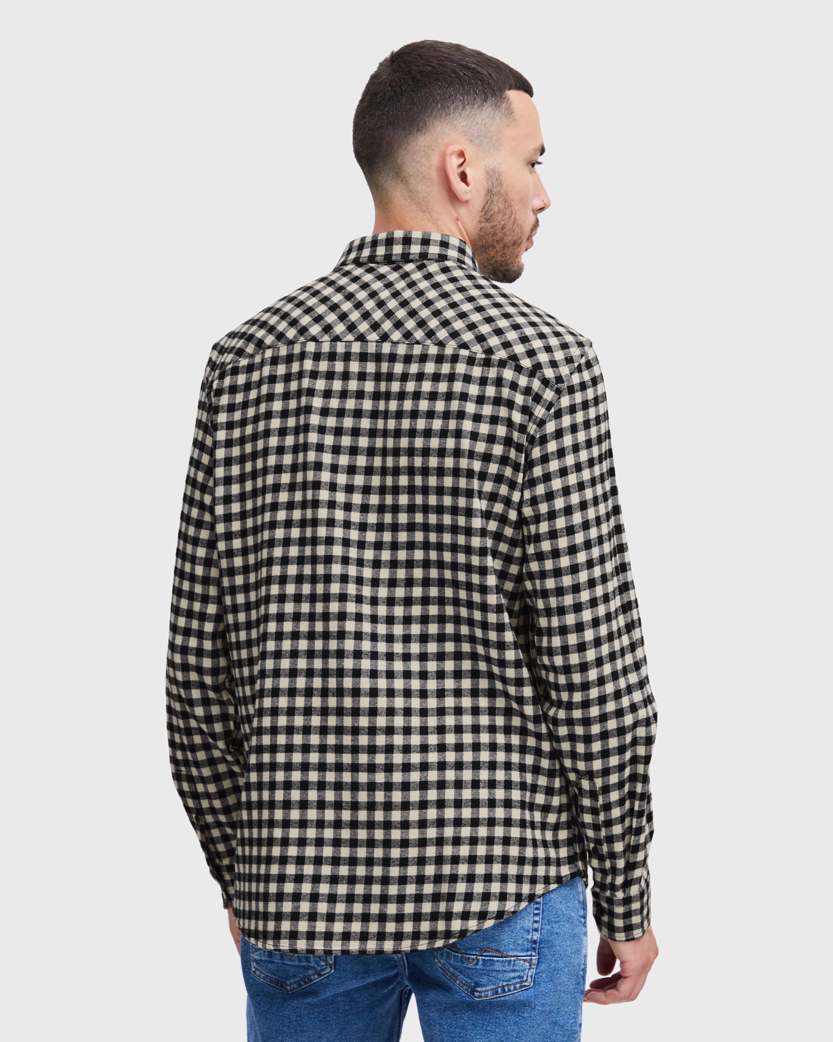 Men's Shirt with Plaid Design - Black