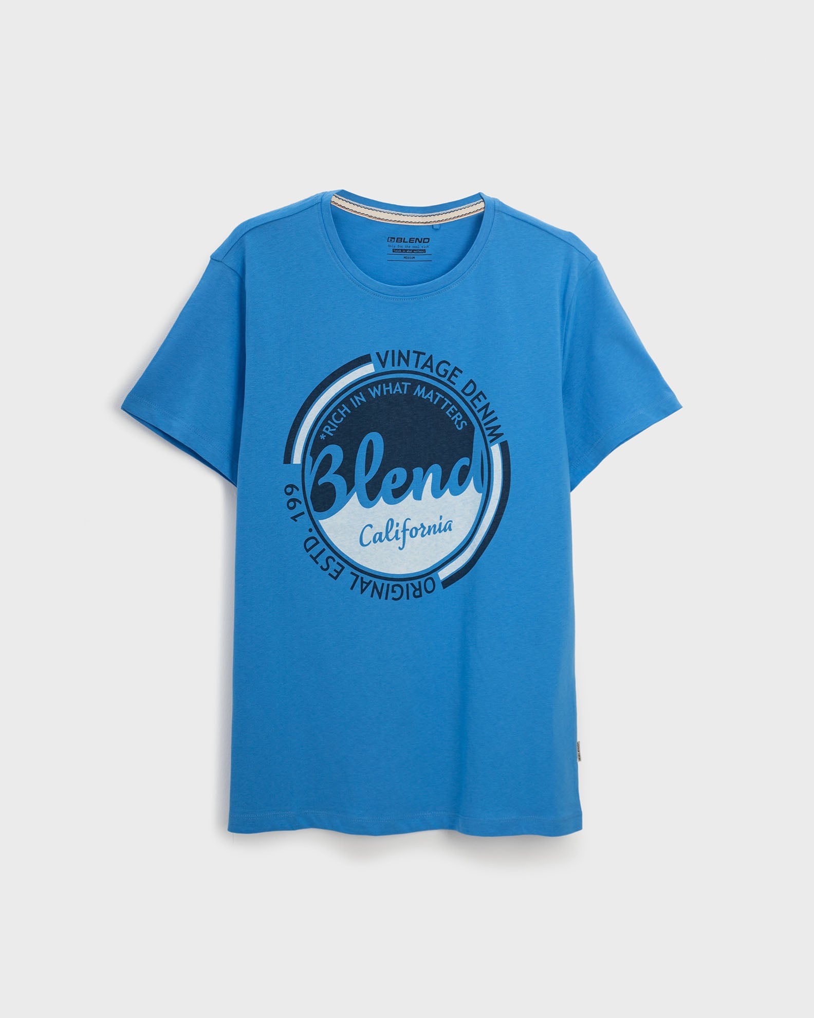 Men's Short Sleeve T-Shirt with Print-BLUE