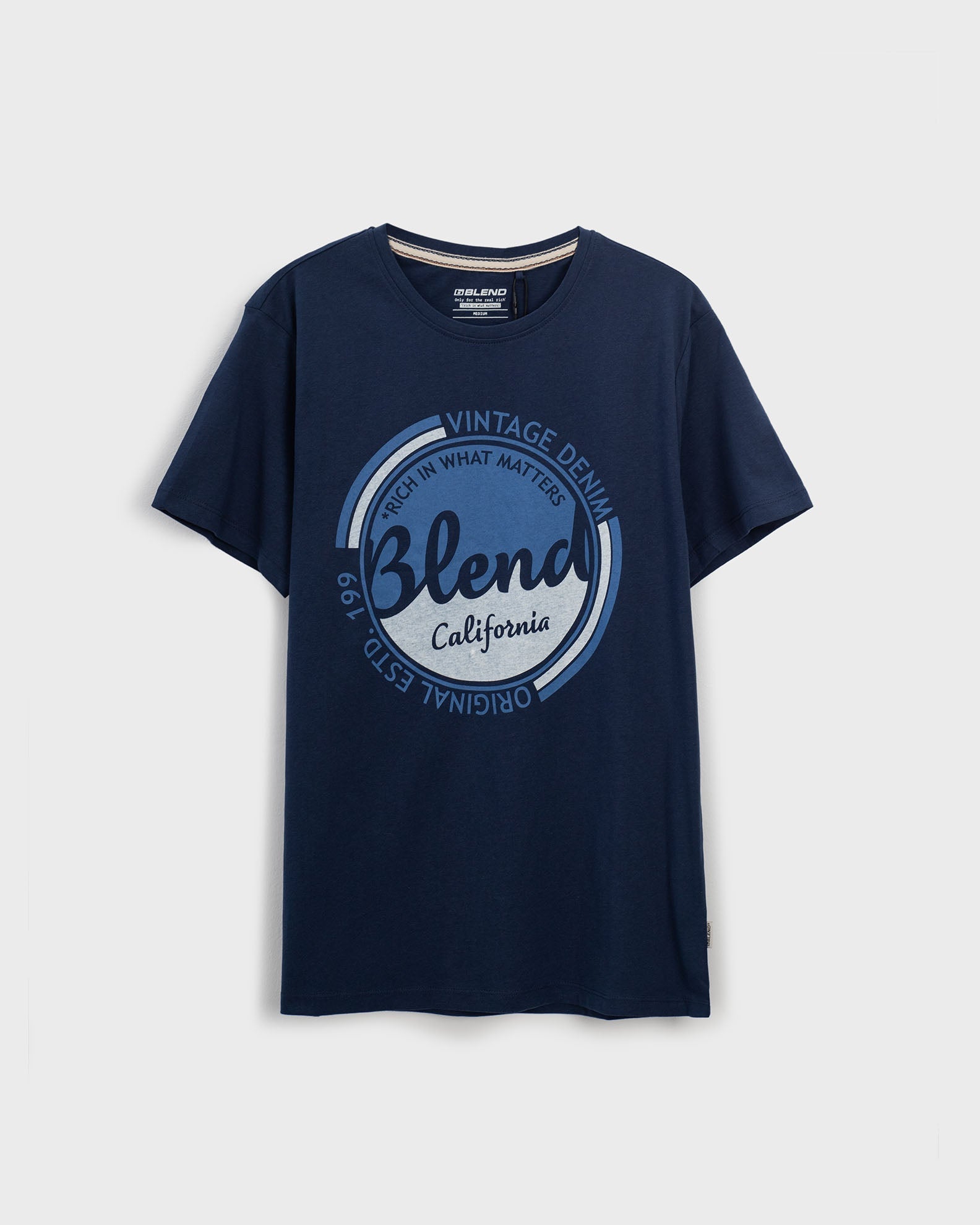 Men's Short Sleeve T-Shirt with Print-BLUE NAVY