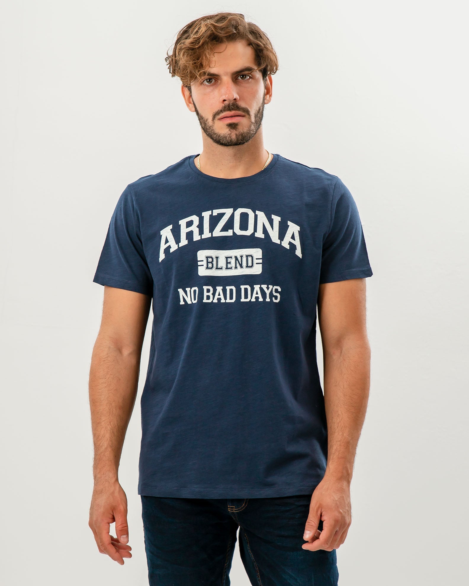 Men's Short Sleeve Printed T-Shirt- Dress Blues