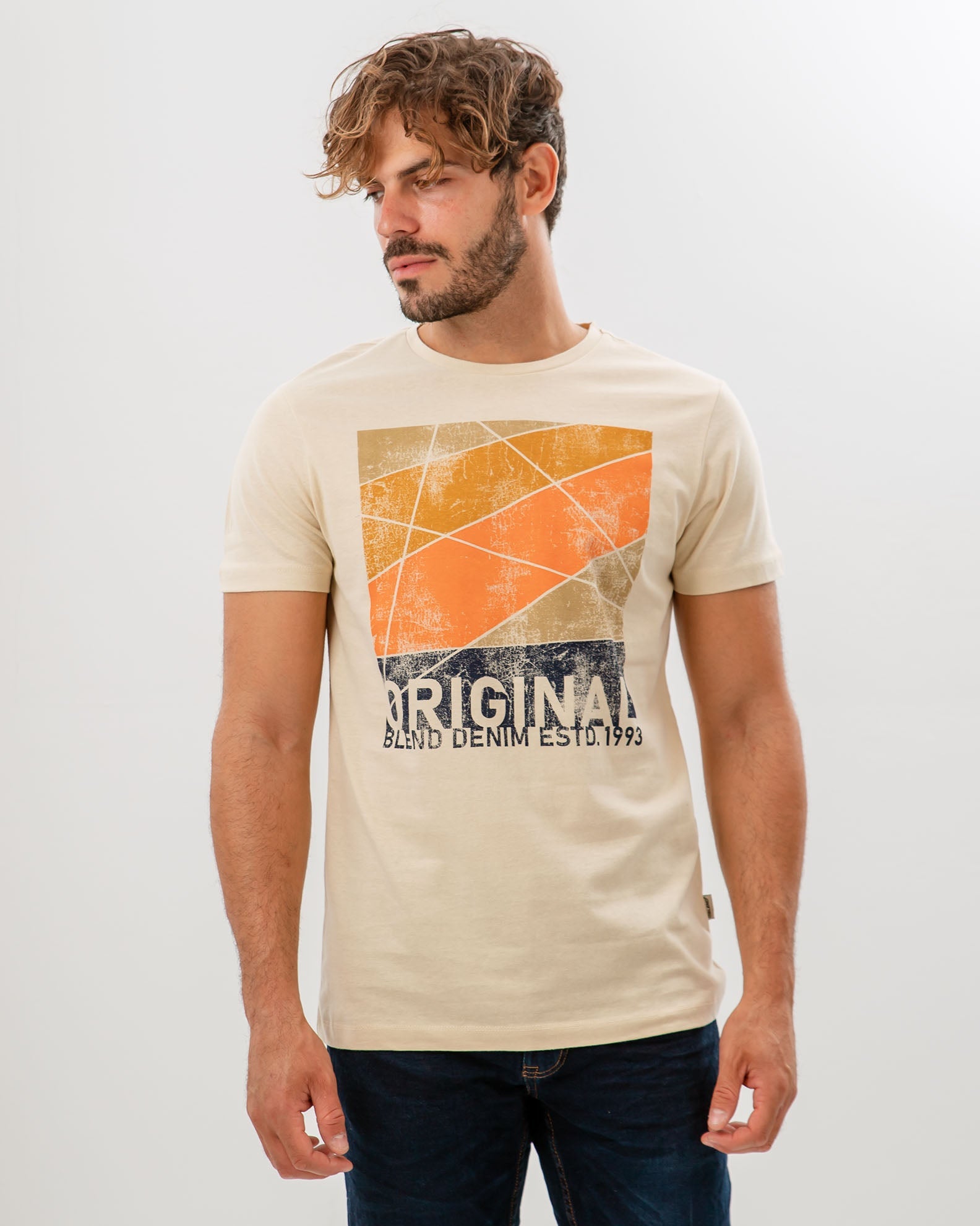 Men's Short Sleeve Print T-Shirt-Oyster Grey