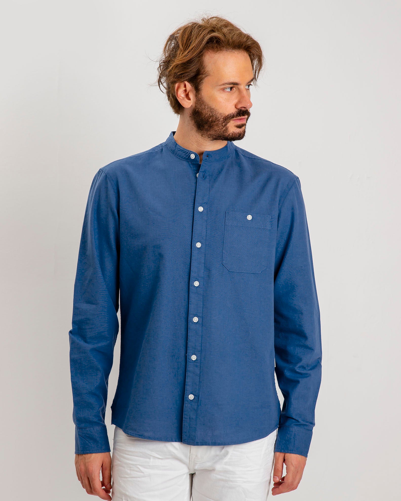 Men's cotton and linen shirt-194039 Delft