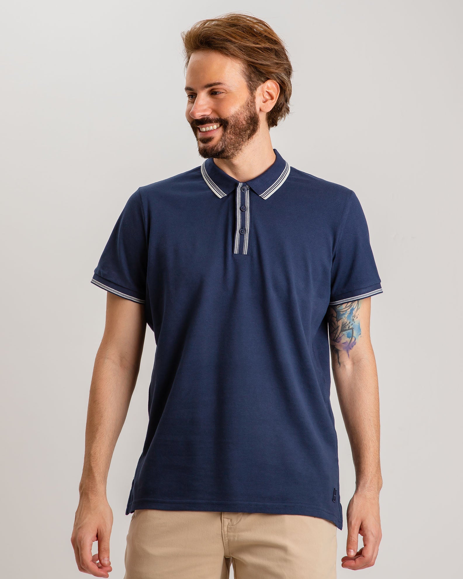 Men's Polo Shirt with Collar-194024 Dress Blues