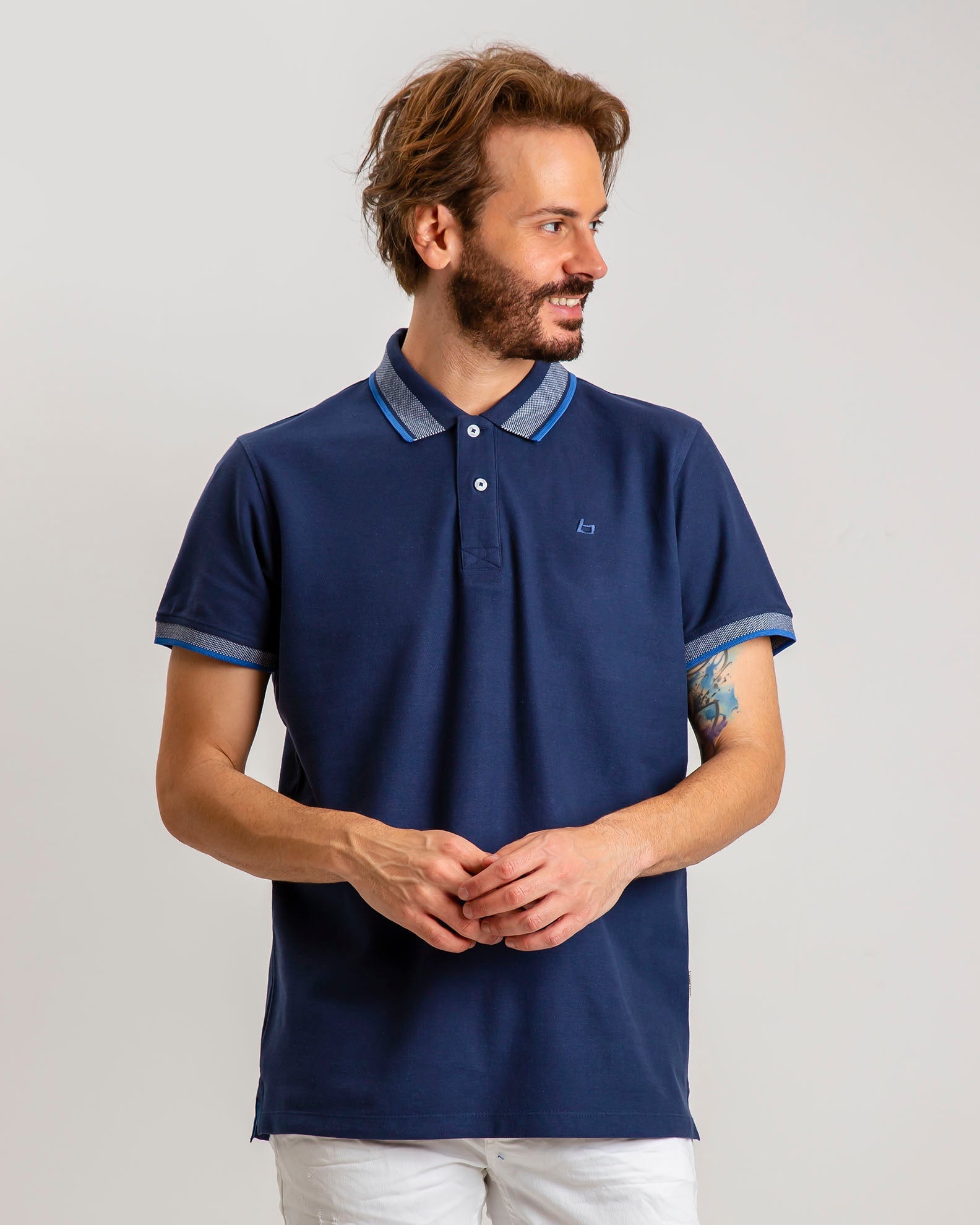 Men's Polo Shirt with Collar-194024 Dress Blues