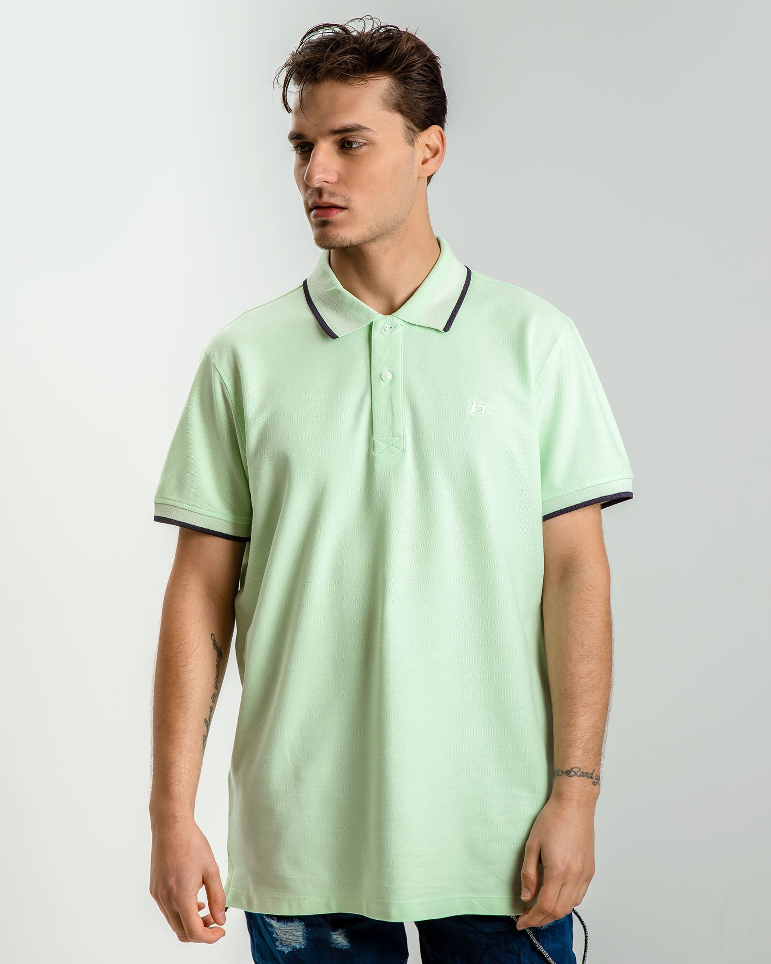 Men's Polo Shirt with Spray Collar