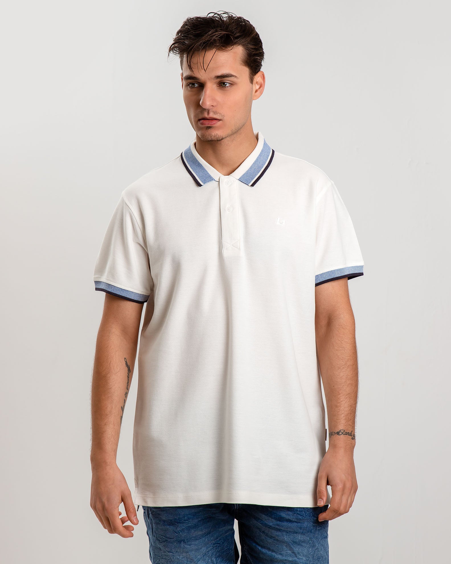 Men's Polo Shirt with Collar-Snow White