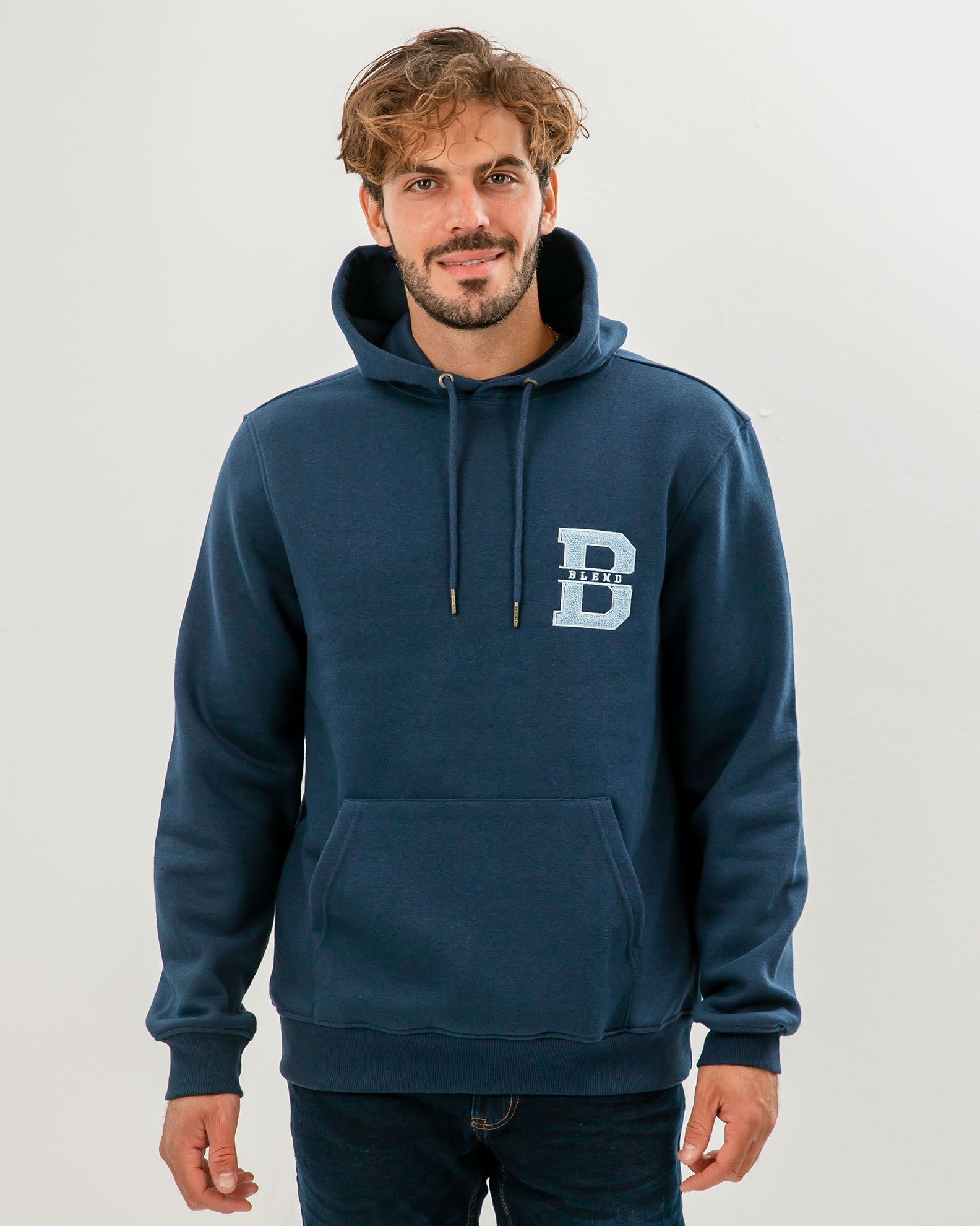 Men's Hoodie with Print-Dress Blues