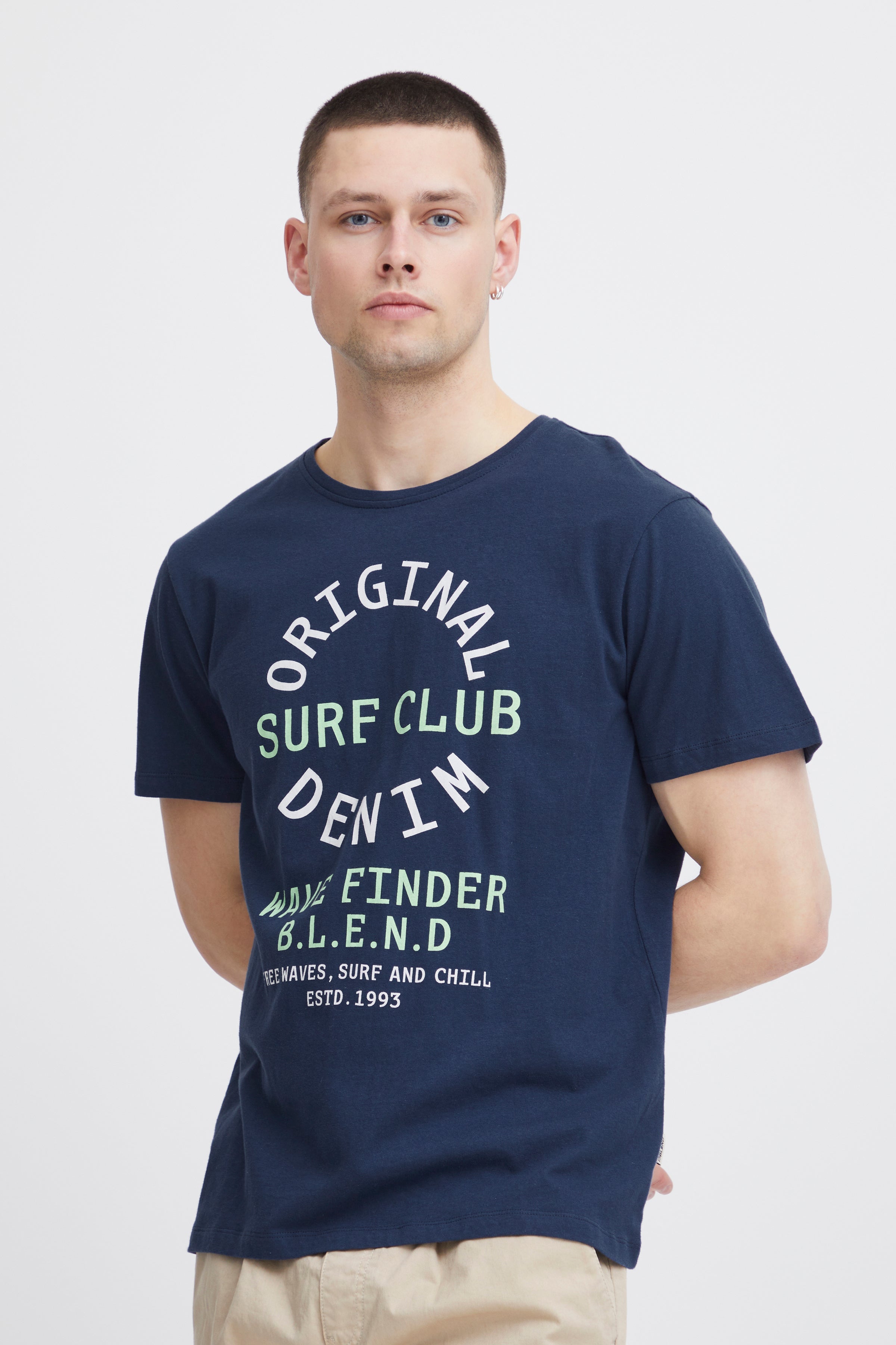 Men's short-sleeved shirt with print-Dress Blues