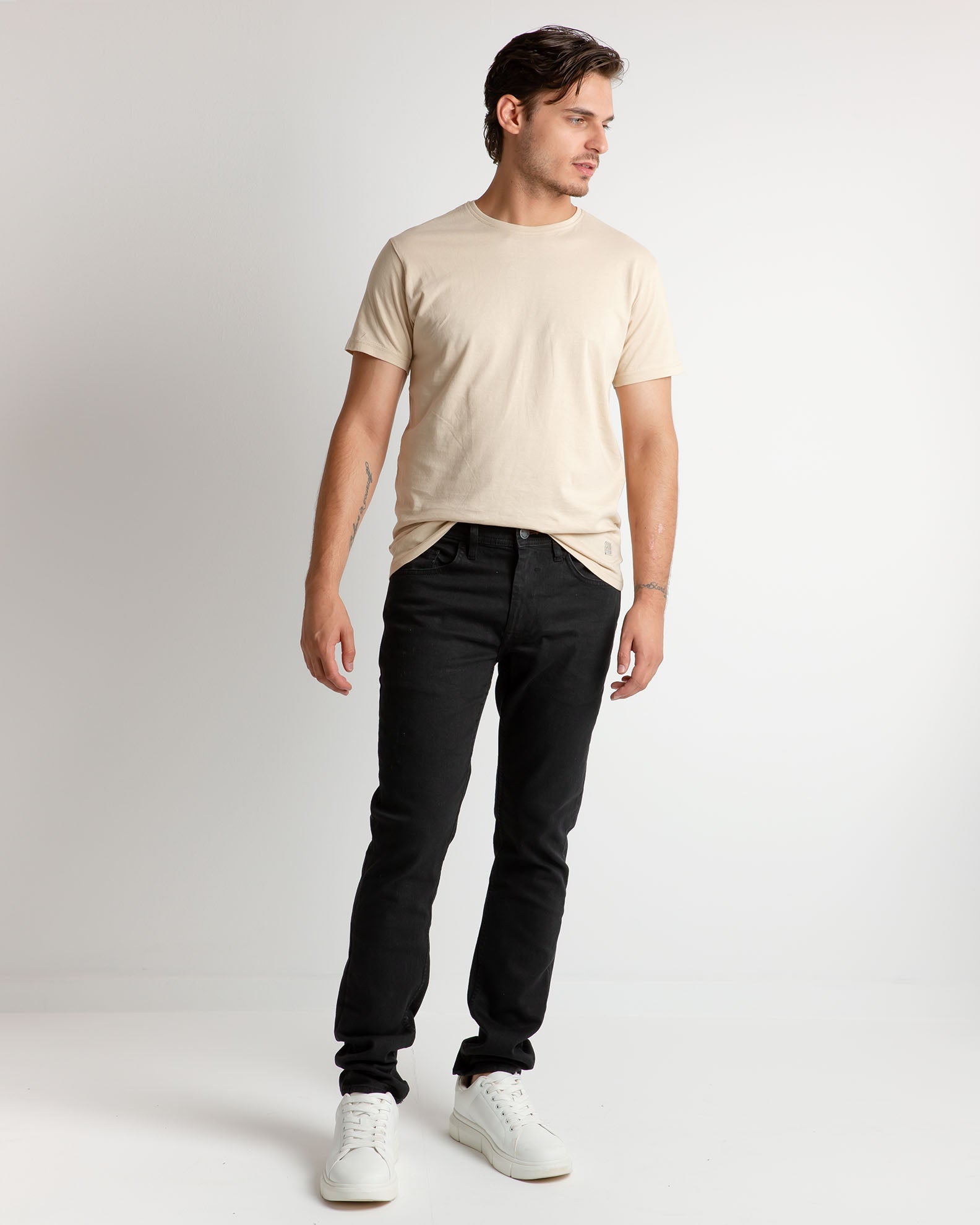 Men's jeans with washed-out look-Denim black