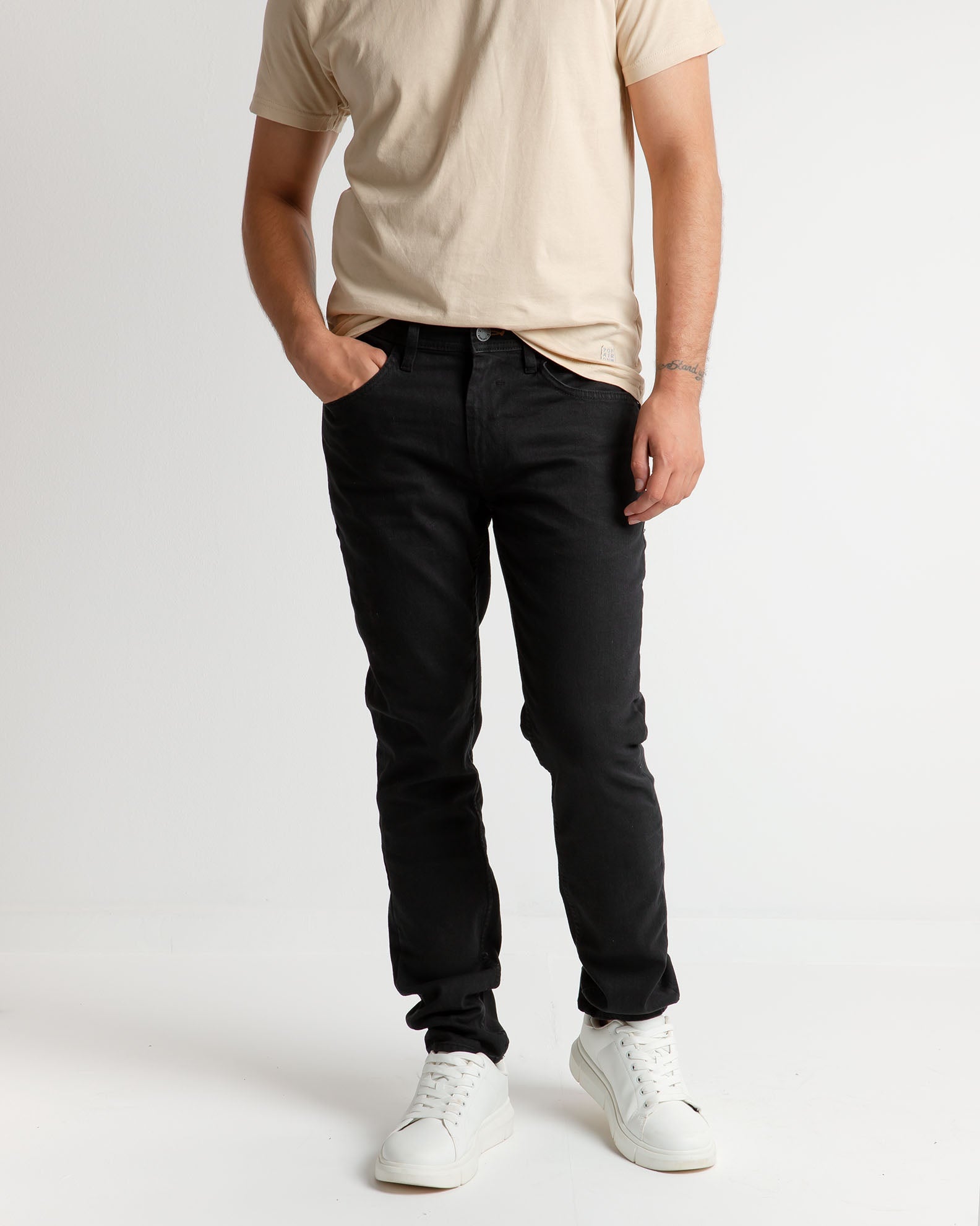 Men's jeans with washed-out look-Denim black