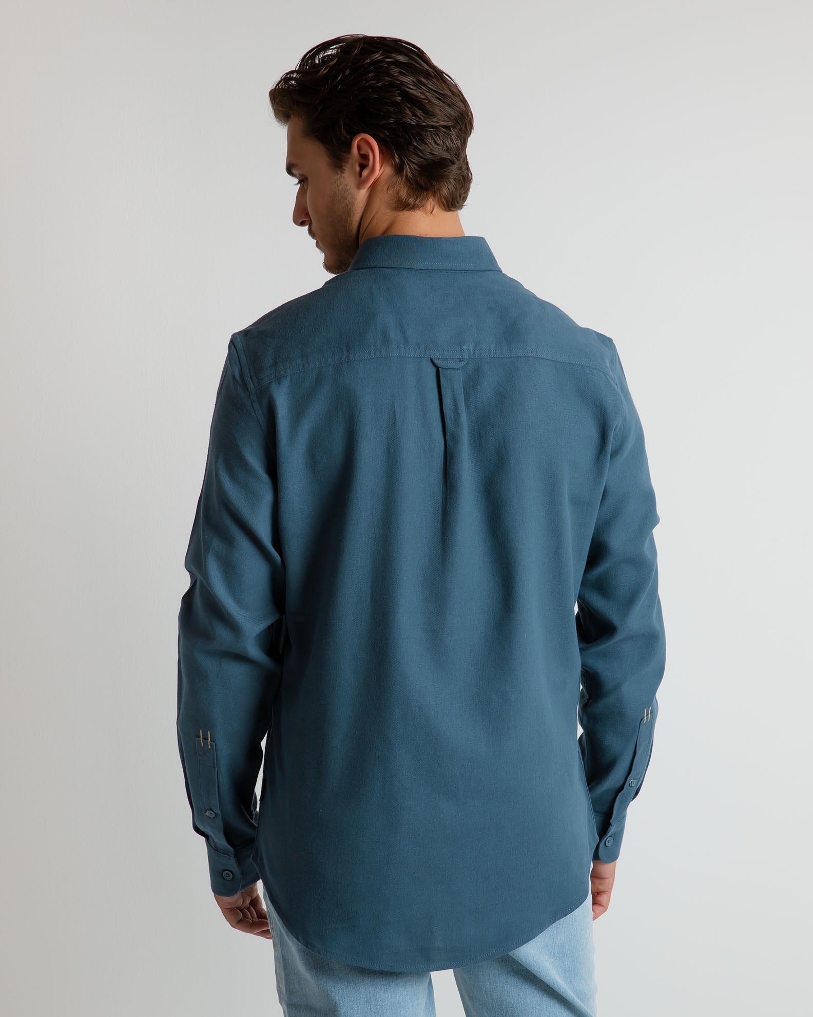 Men's Long Sleeve Shirt with Collar-Orion Blue