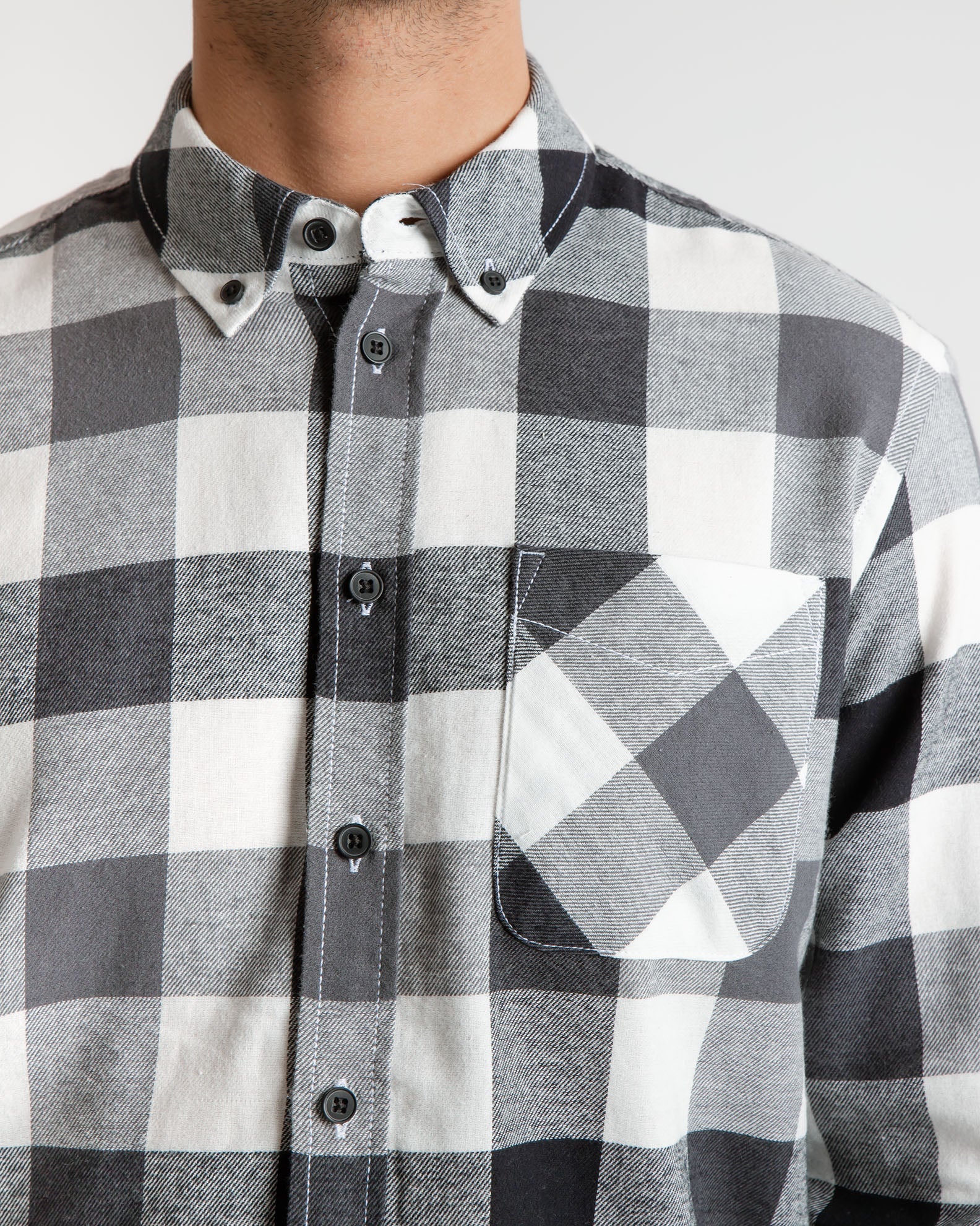 Men's Shirt with Plaid Pattern-Black