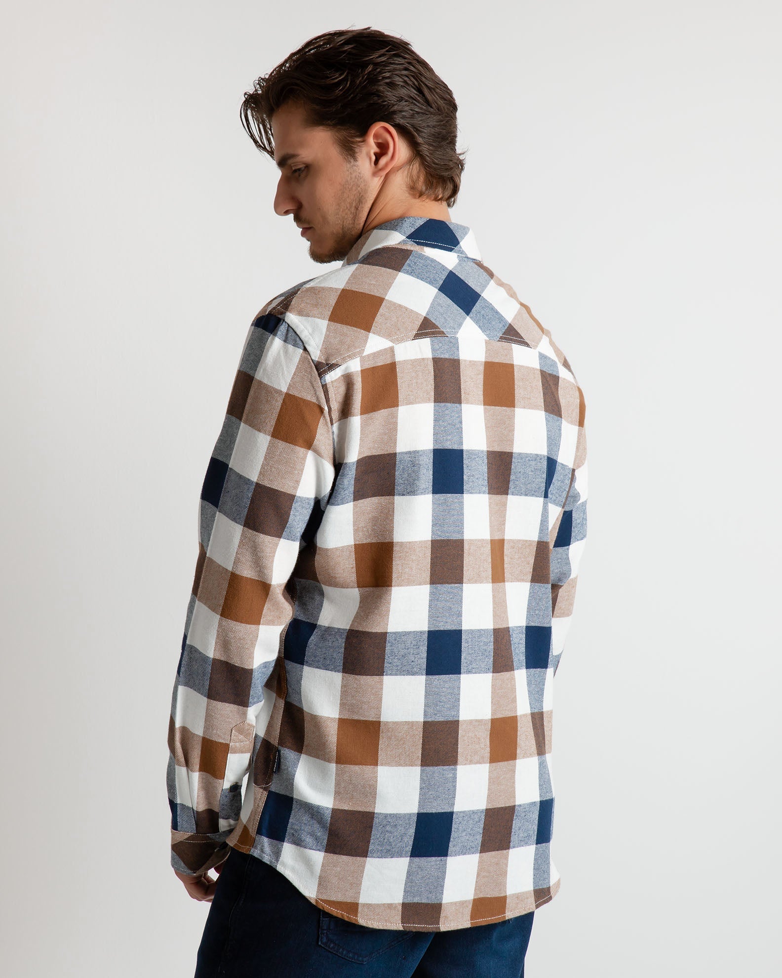 Men's Plaid Shirt-Dress Blues