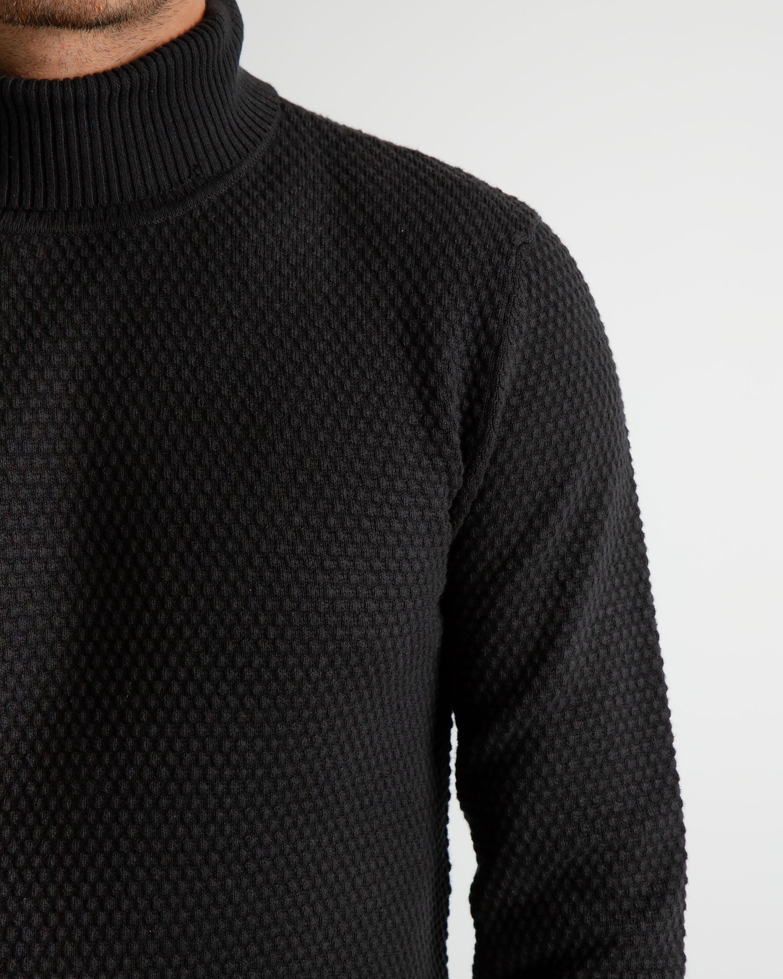 Men's Knit Pattern Sweater-Black