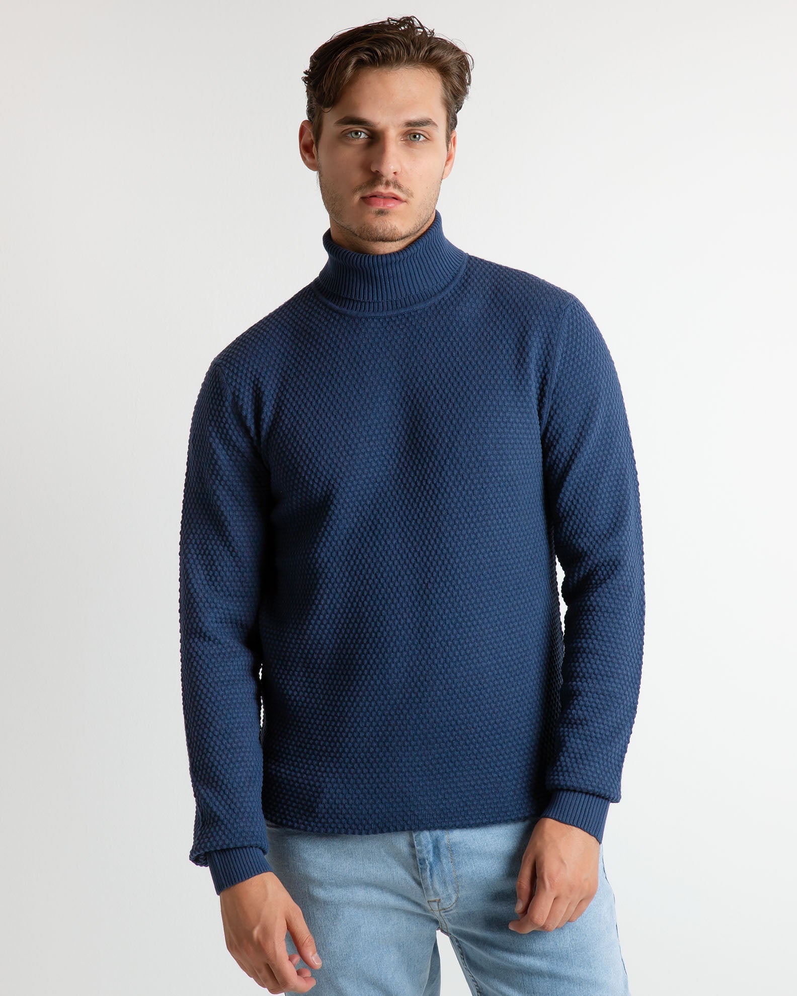 Men's Knit Pattern Sweater-Dress Blues