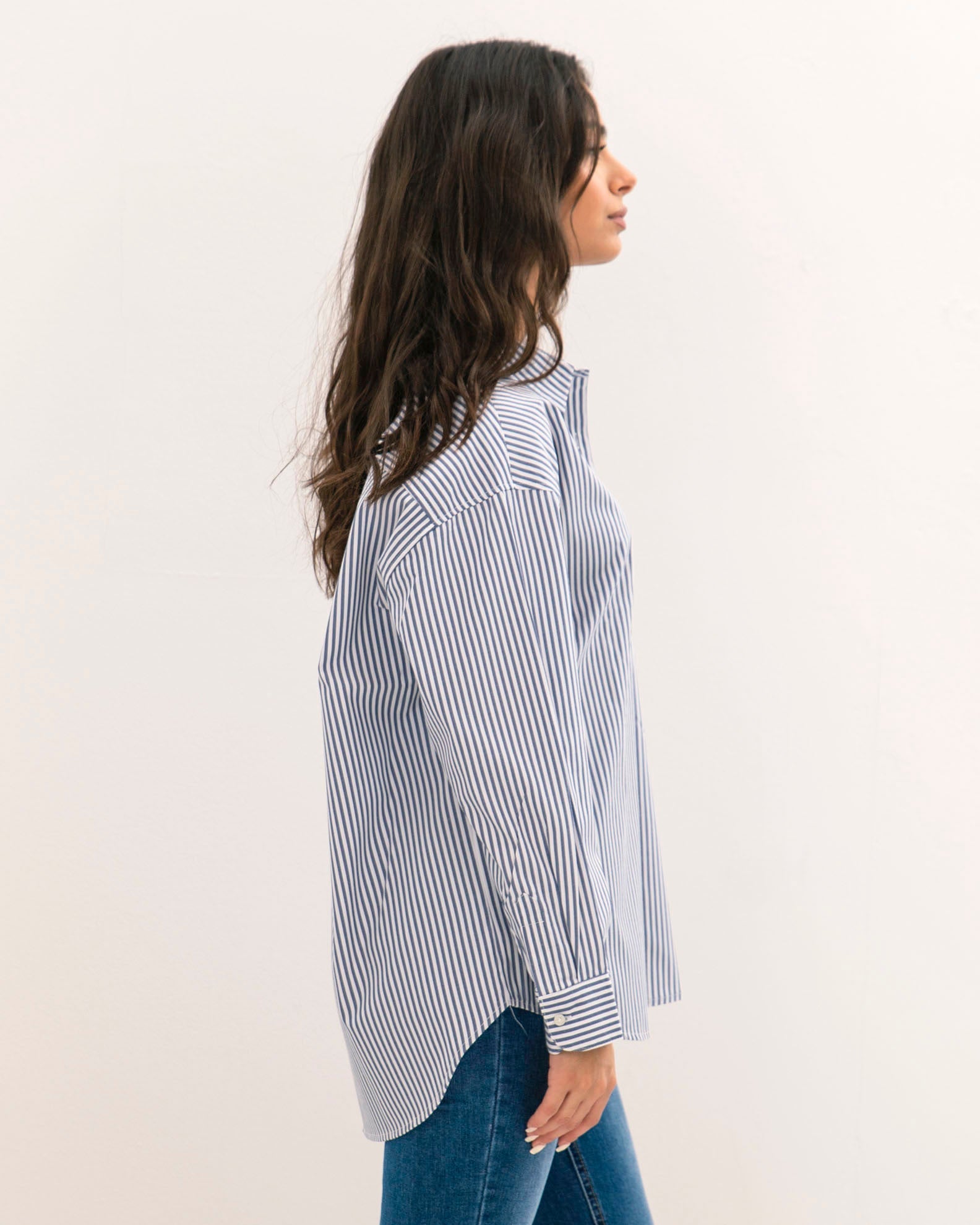 Women's oversized striped shirt 'Au44rora'-blue stripe