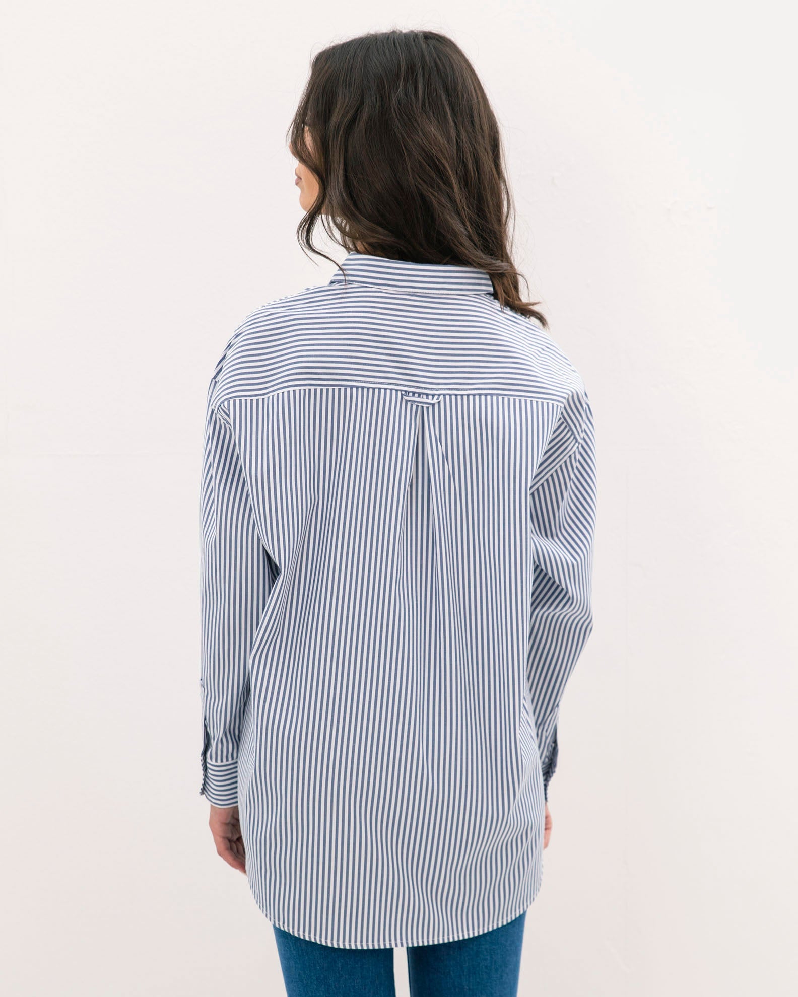 Women's oversized striped shirt 'Au44rora'-blue stripe