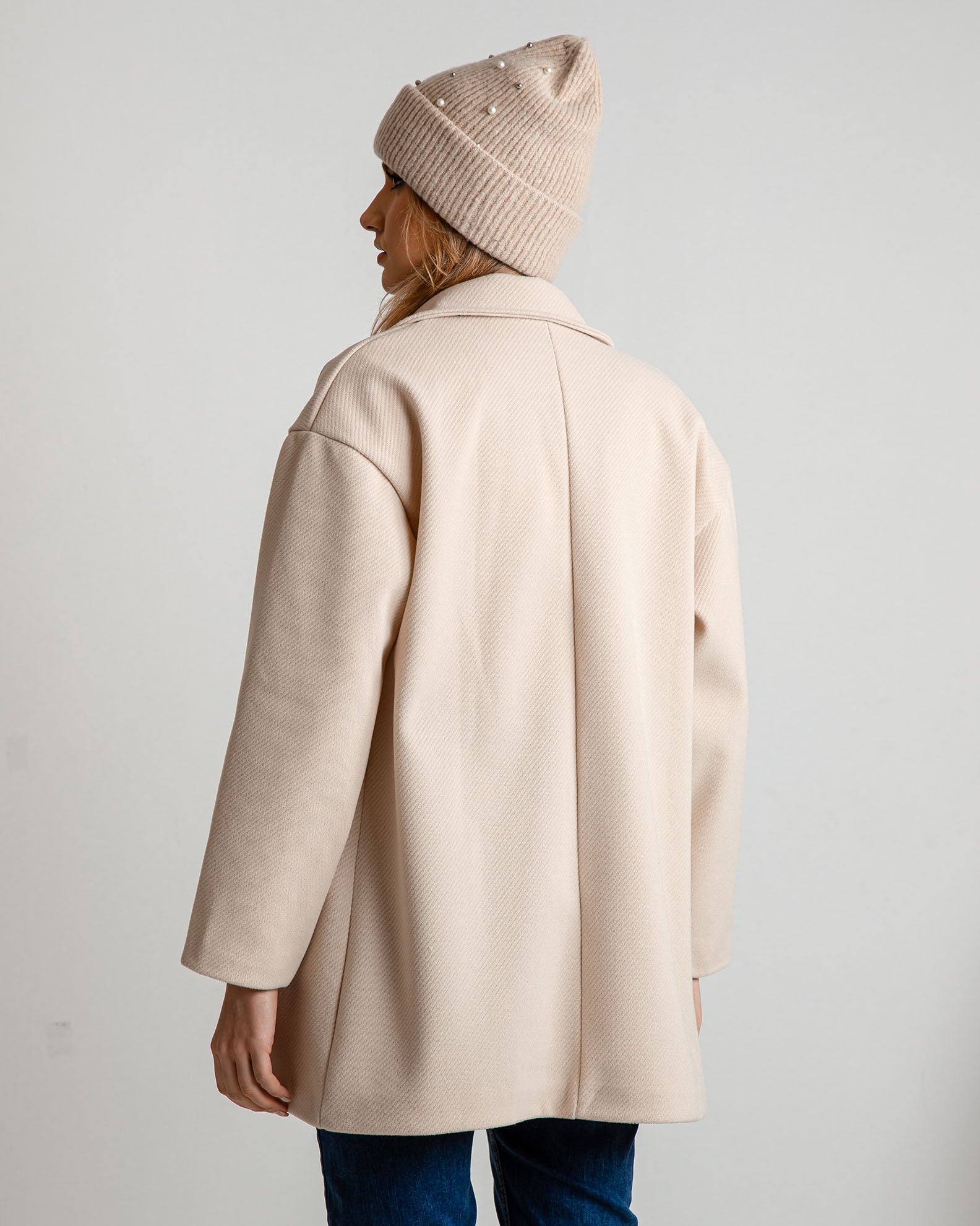 Women's Coat with Weave Design 'Di44na'-beige