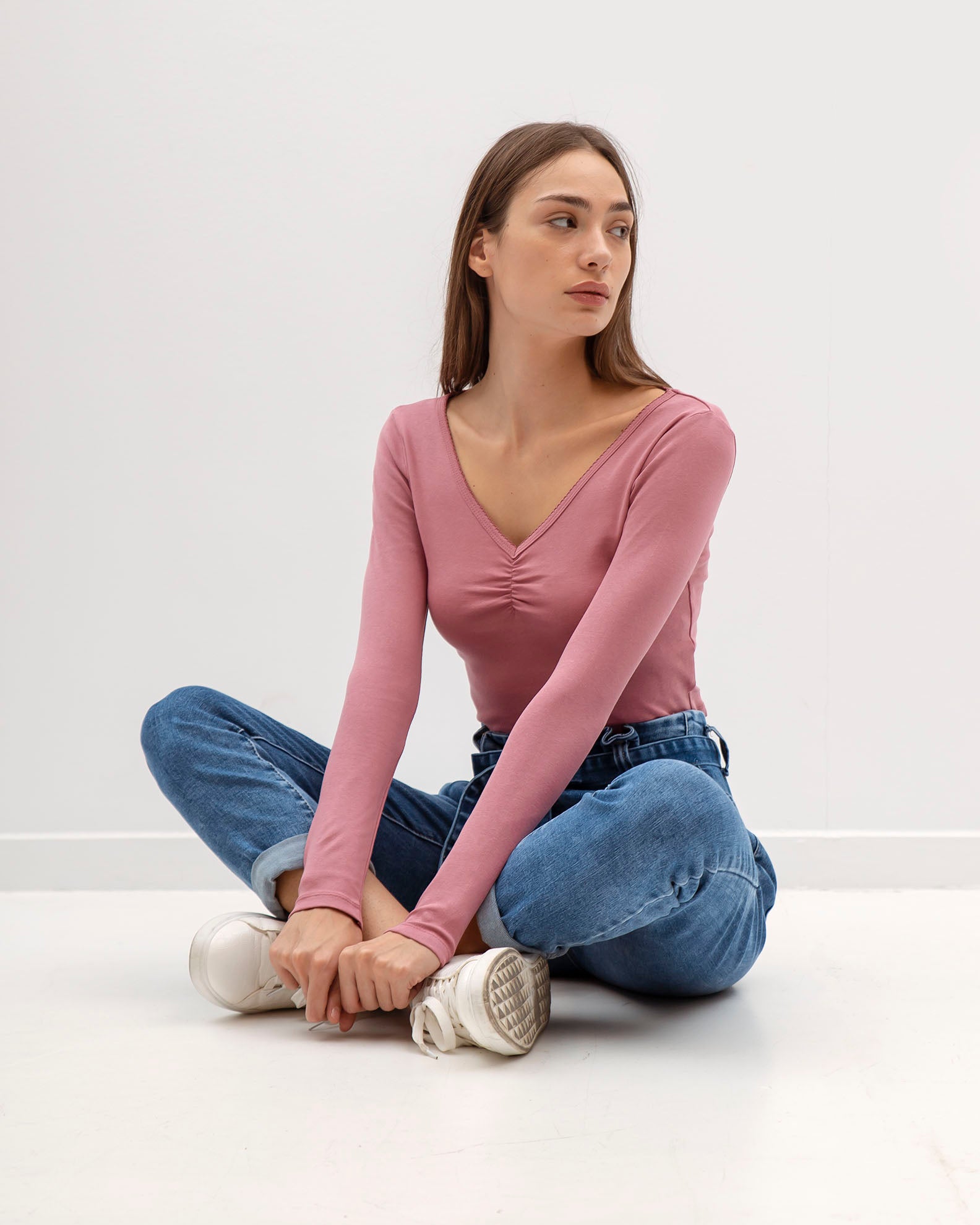 Women's long-sleeved blouse 'Jette'-faded blush