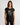 Women's short-sleeved blouse with 'Li44ndy' print black-black