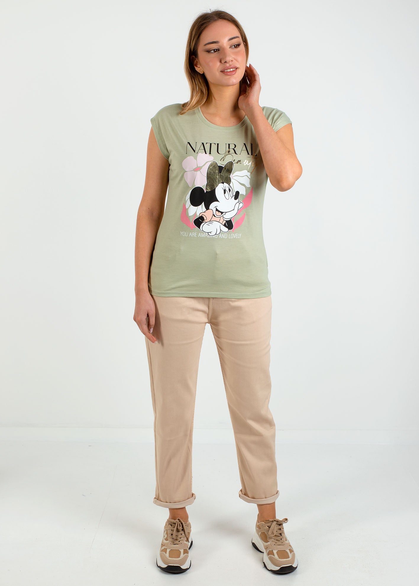 Γυναικεία μπλούζα με τύπωμα 'Mi44lly'-sage green