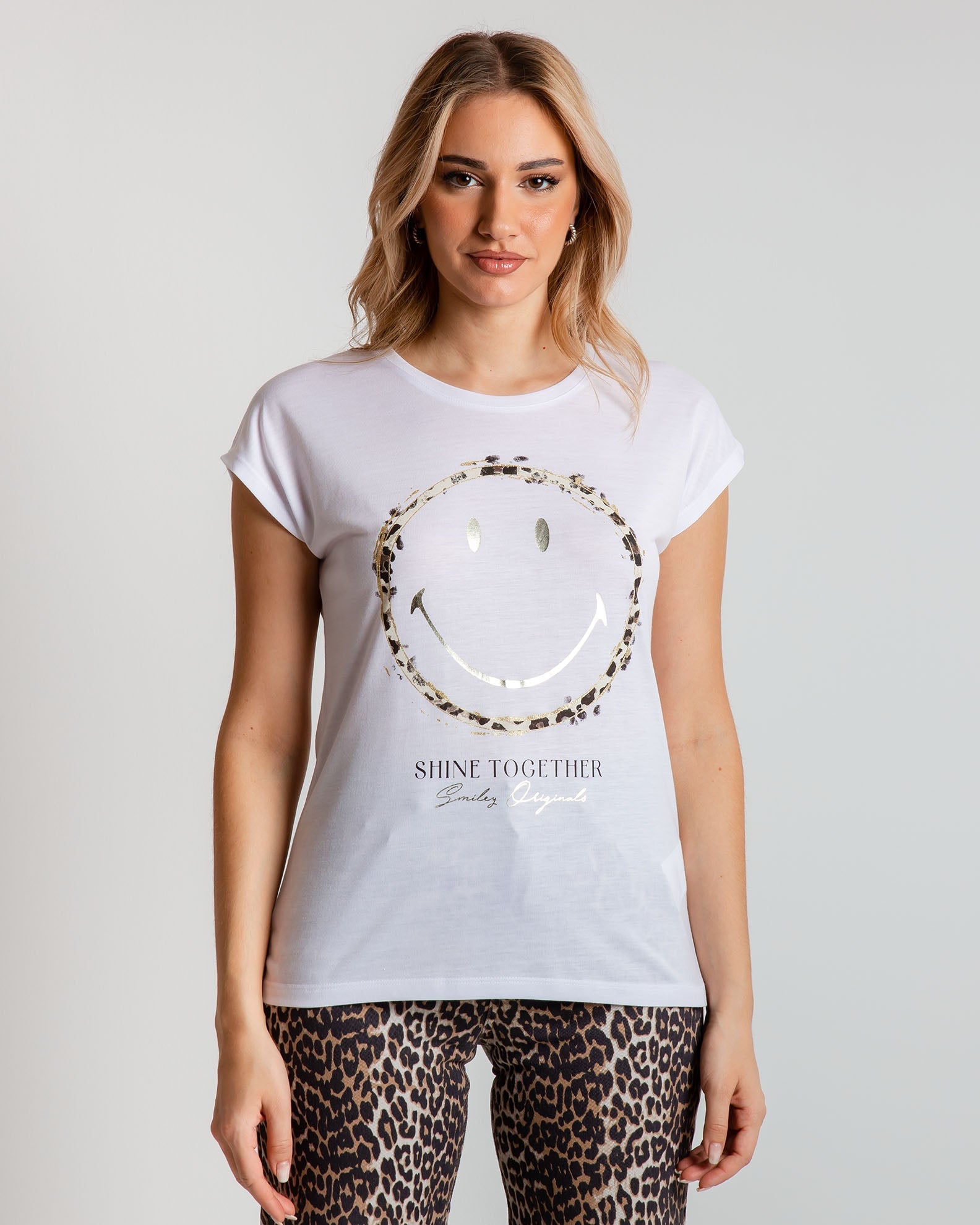 Women's short sleeve 'Su44ri' print top-white