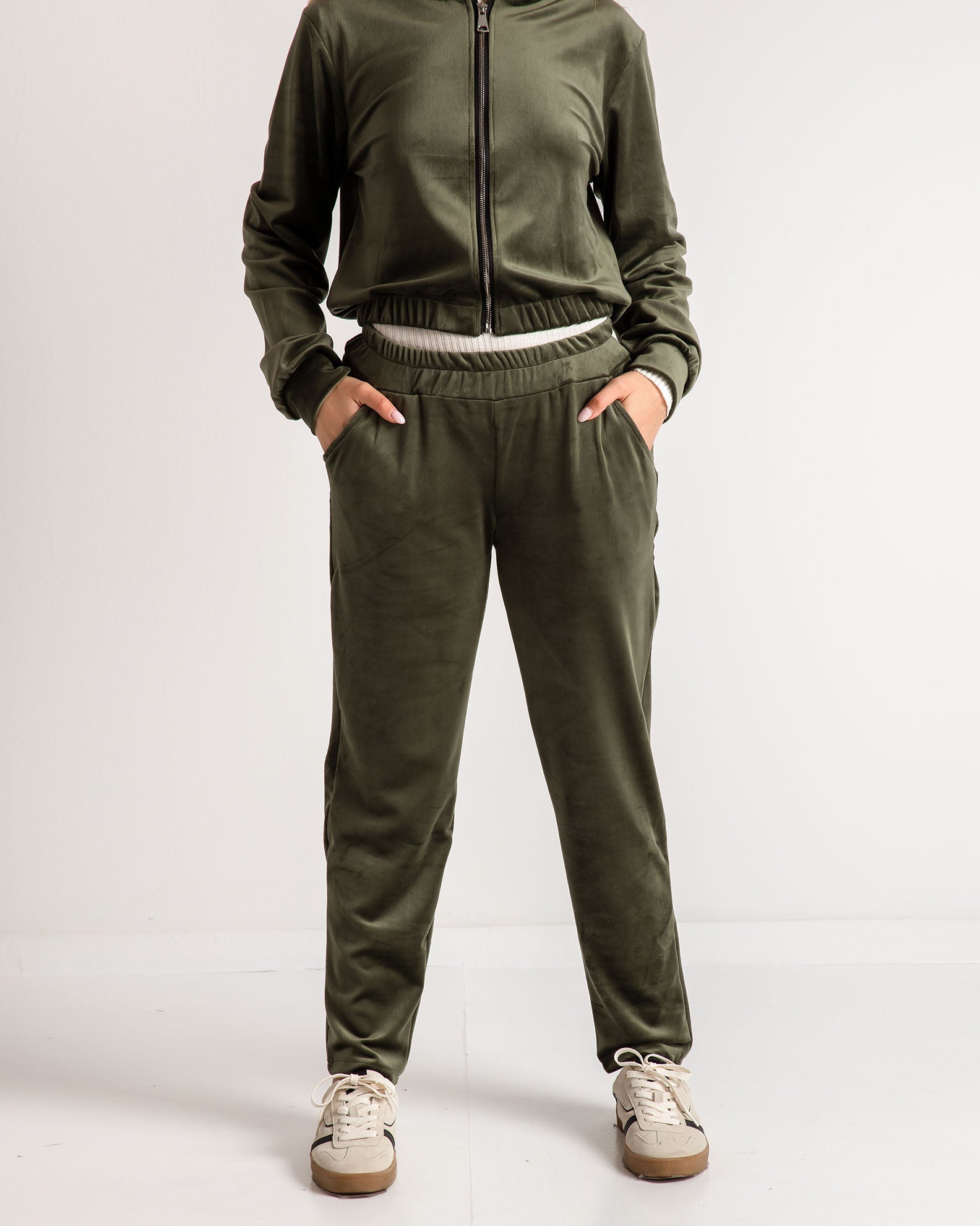 Women's velor pants 'Al44va'-khaki