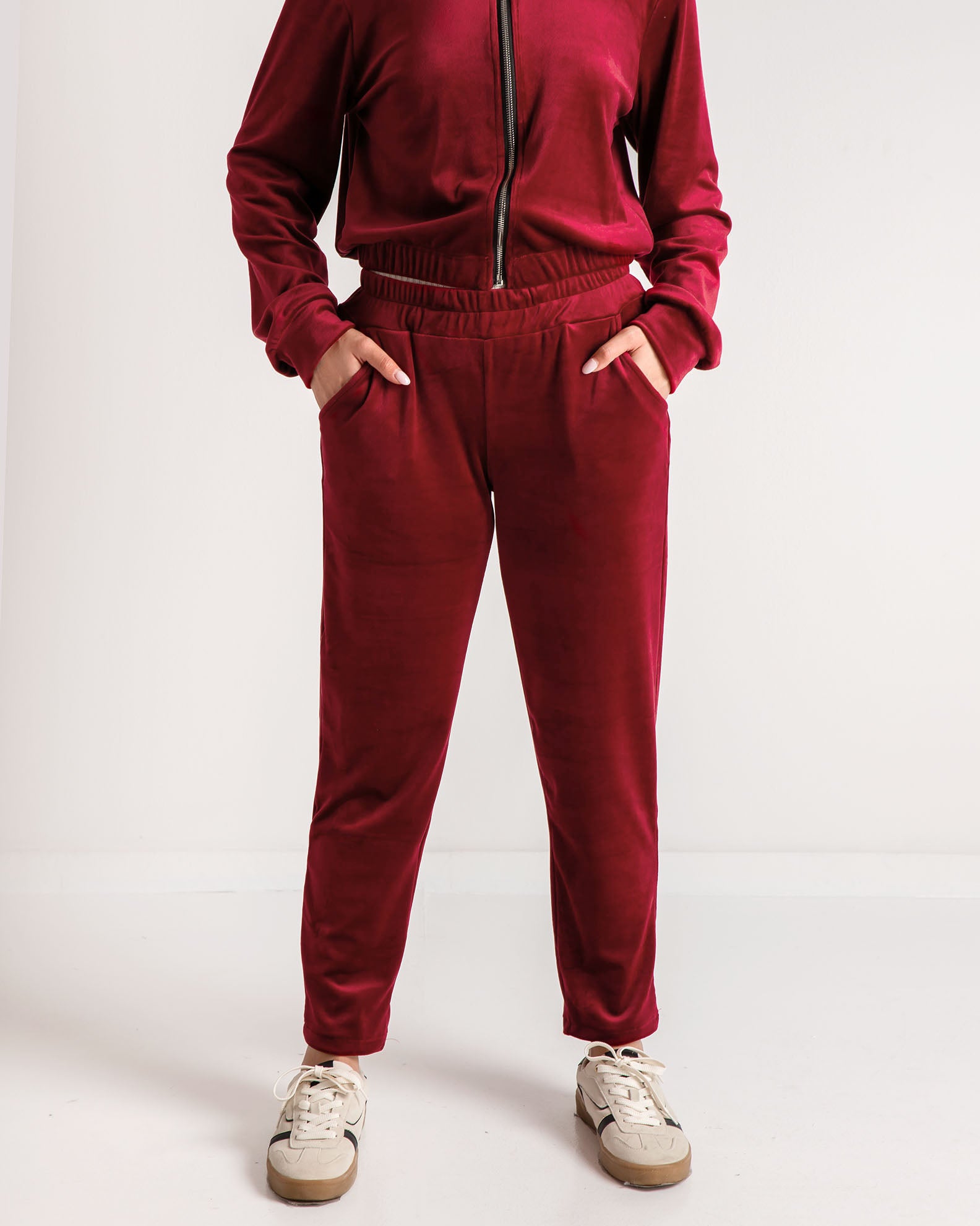 Women's velor pants 'Al44va'-ruby red