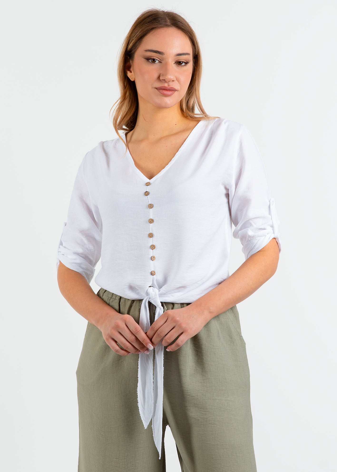Γυναικείο πουκάμισο 3/4 'Ma44likaa'-offwhite