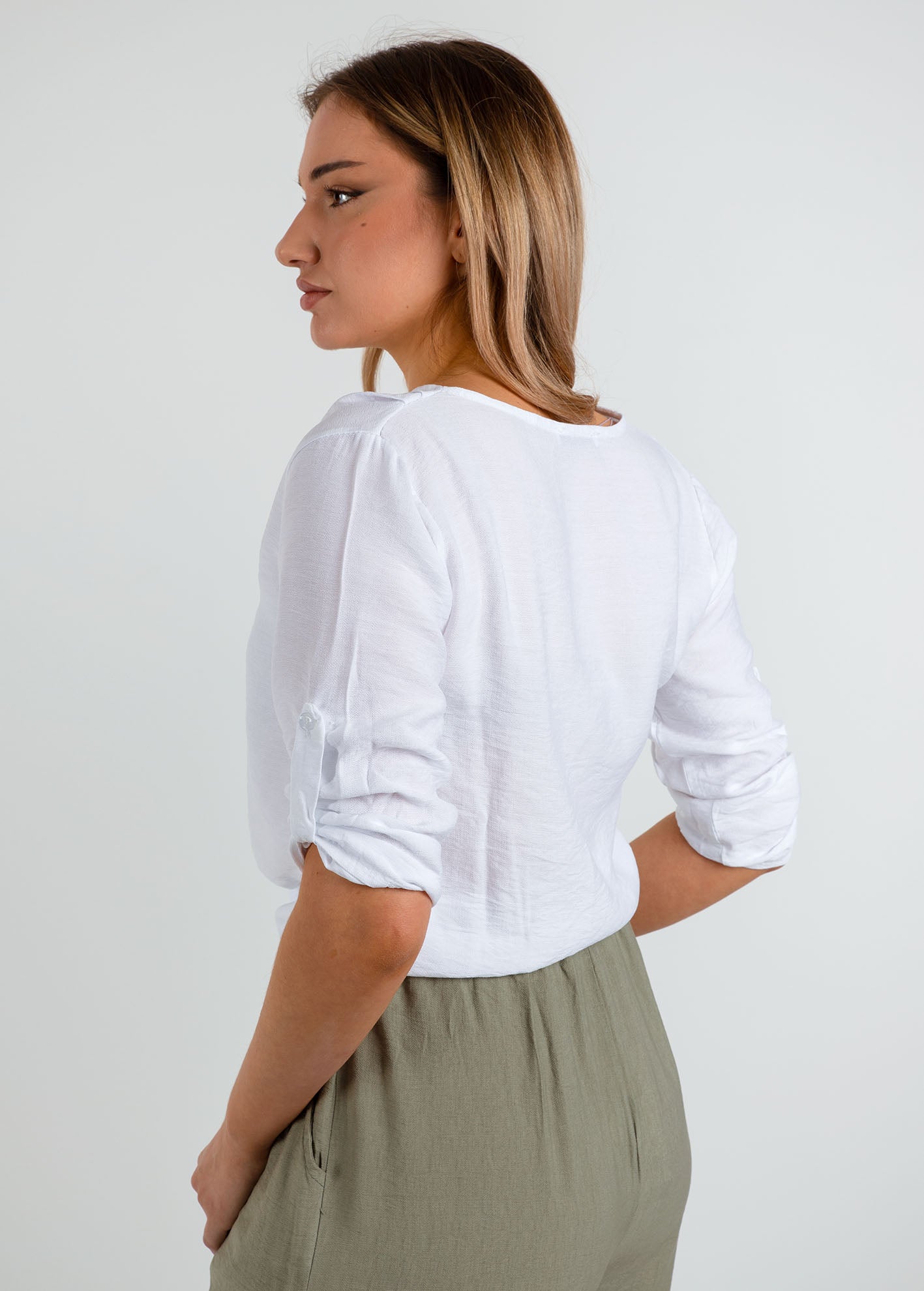 Γυναικείο πουκάμισο 3/4 'Ma44likaa'-offwhite
