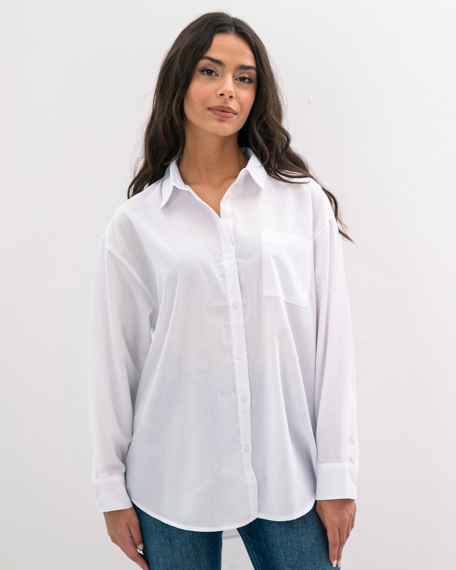 Women's striped oversized shirt 'Au44rora'-white