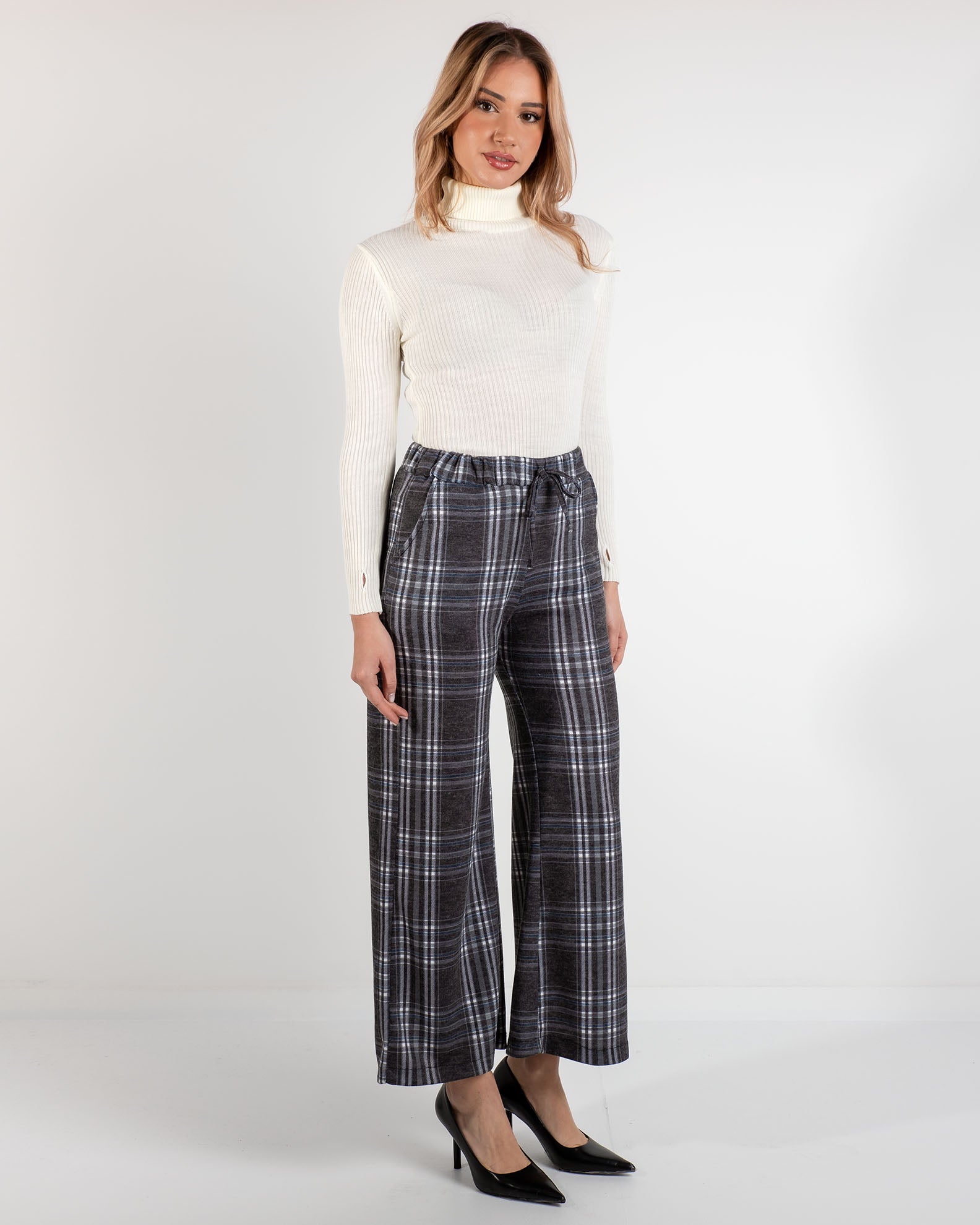 Women's plaid pants 'Ar44lia'-grey check