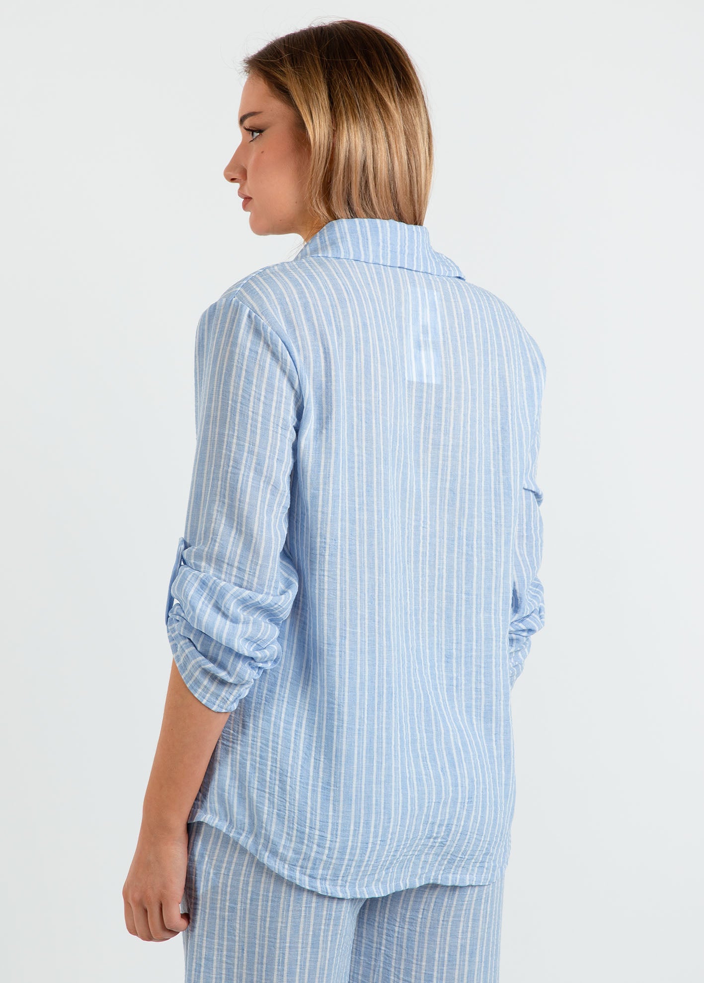 Γυναικείο πουκάμισο 3/4 ριγέ 'An44jelika'-lblue stripe