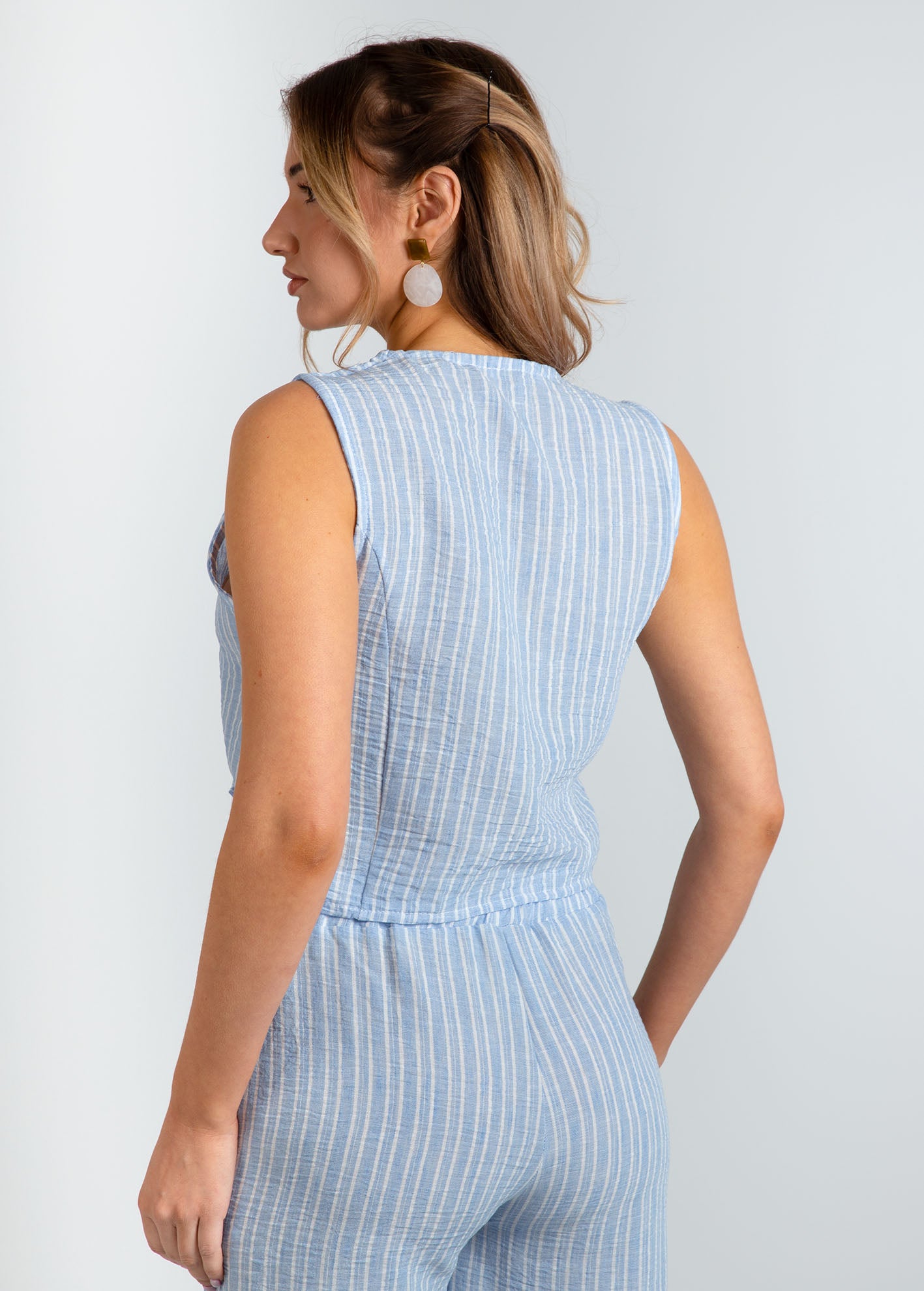 Γυναικείο ριγέ γιλέκο 'Be44lla'-lblue stripe