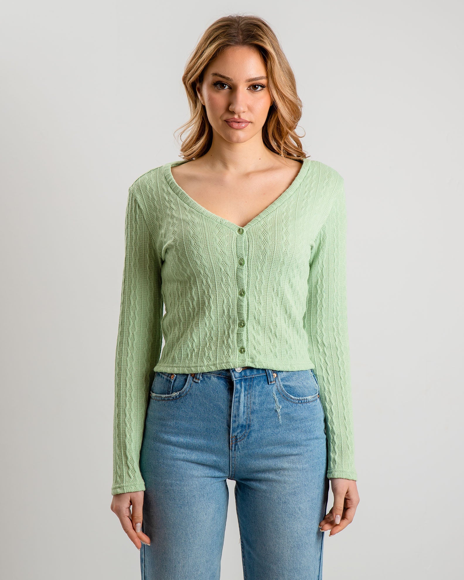 Women's Cardigan with Buttons 'Ad44da'-laurel green