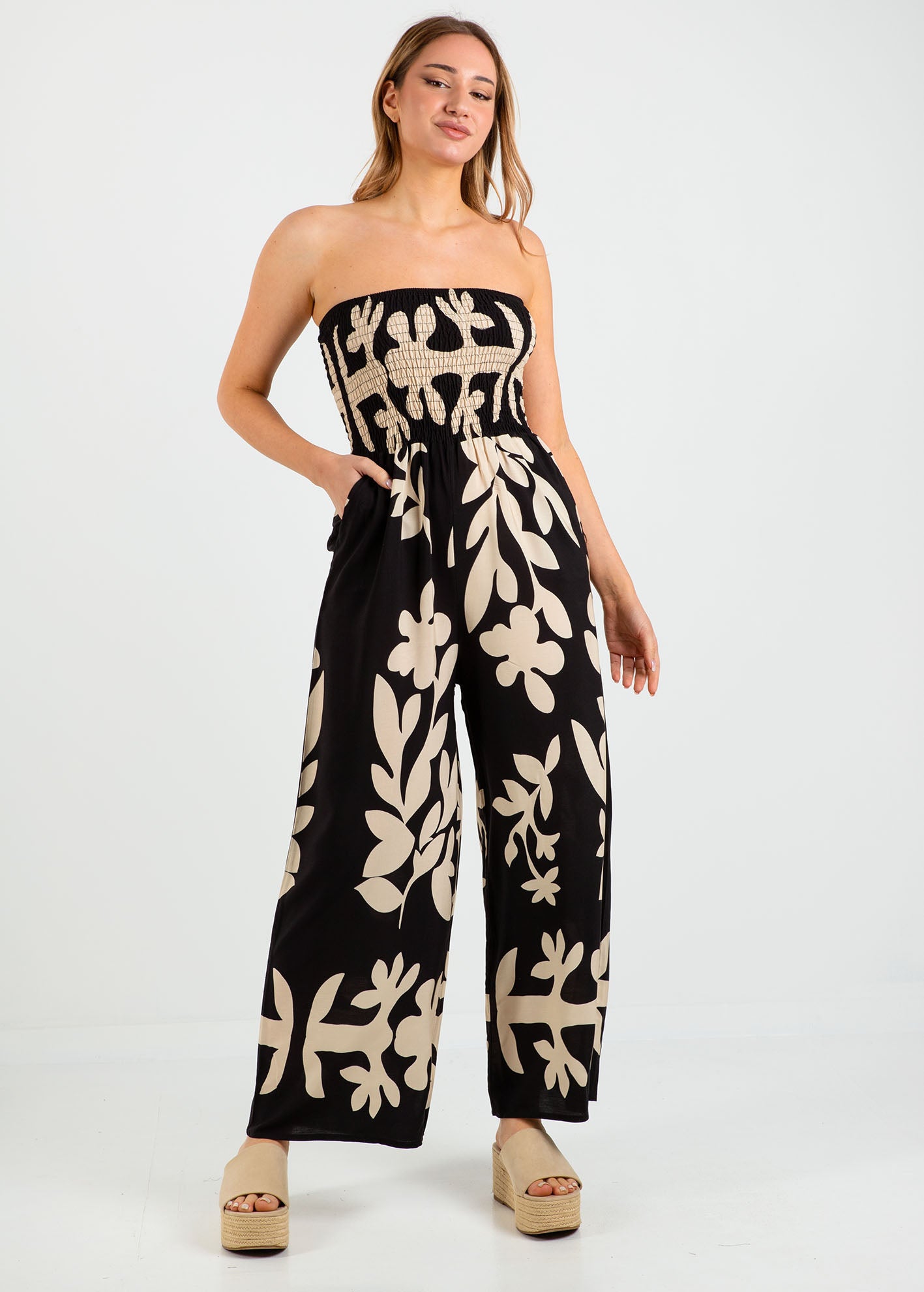 Γυναικεία ολόσωμη φόρμα εμπριμέ 'Ja44nina'-black offwhite div